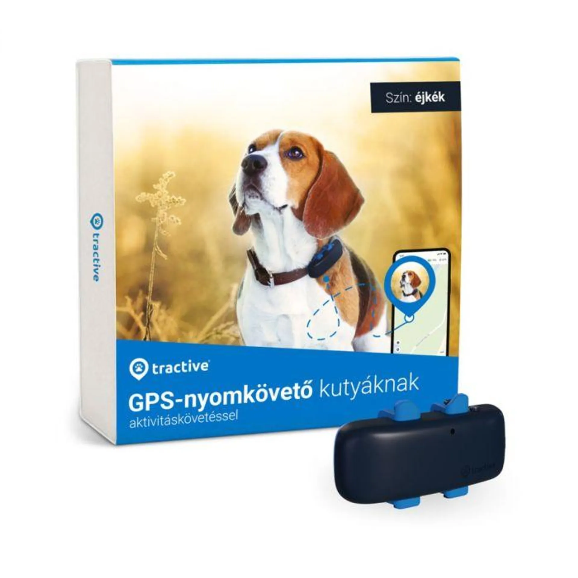 Tractive – DOG 4 GPS alapú, nyakörvre rögzíthető kutya nyomkövető - Éjkék