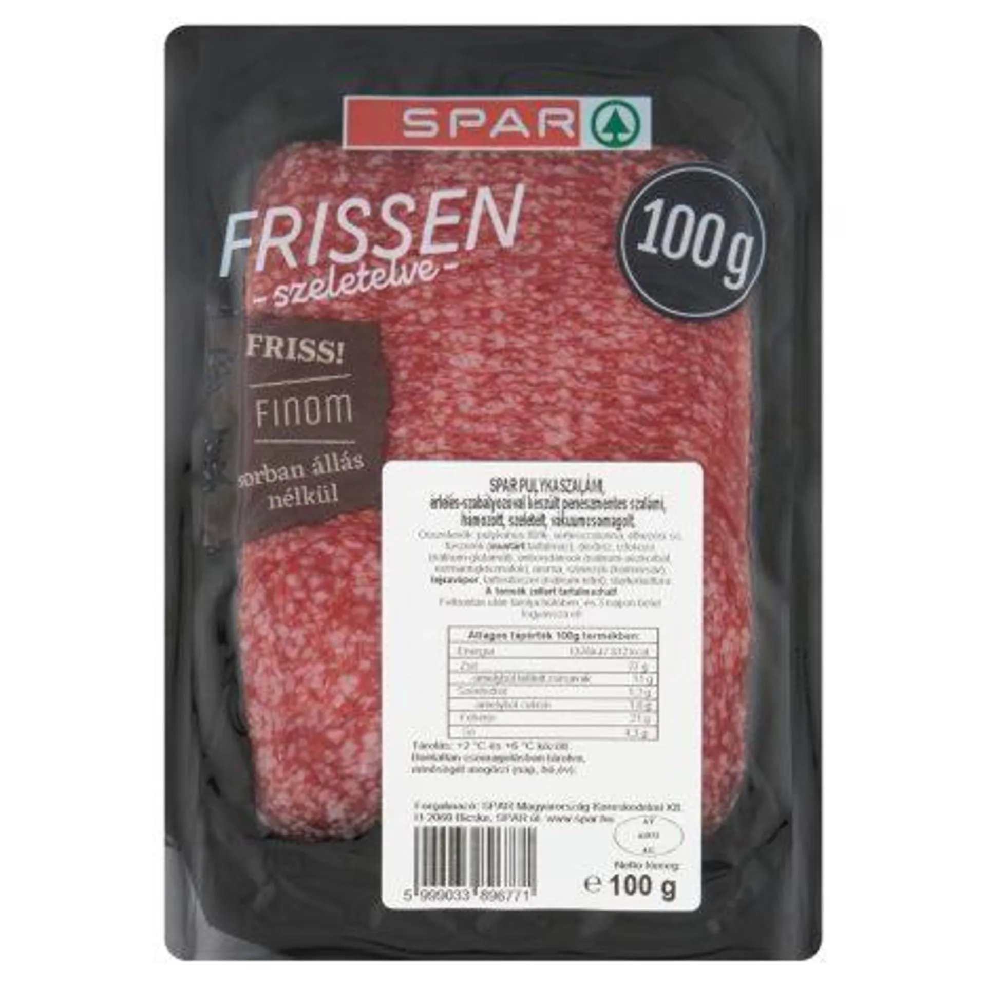 SPAR Frissen Szeletelve szeletelt pulyka szalámi 100 g