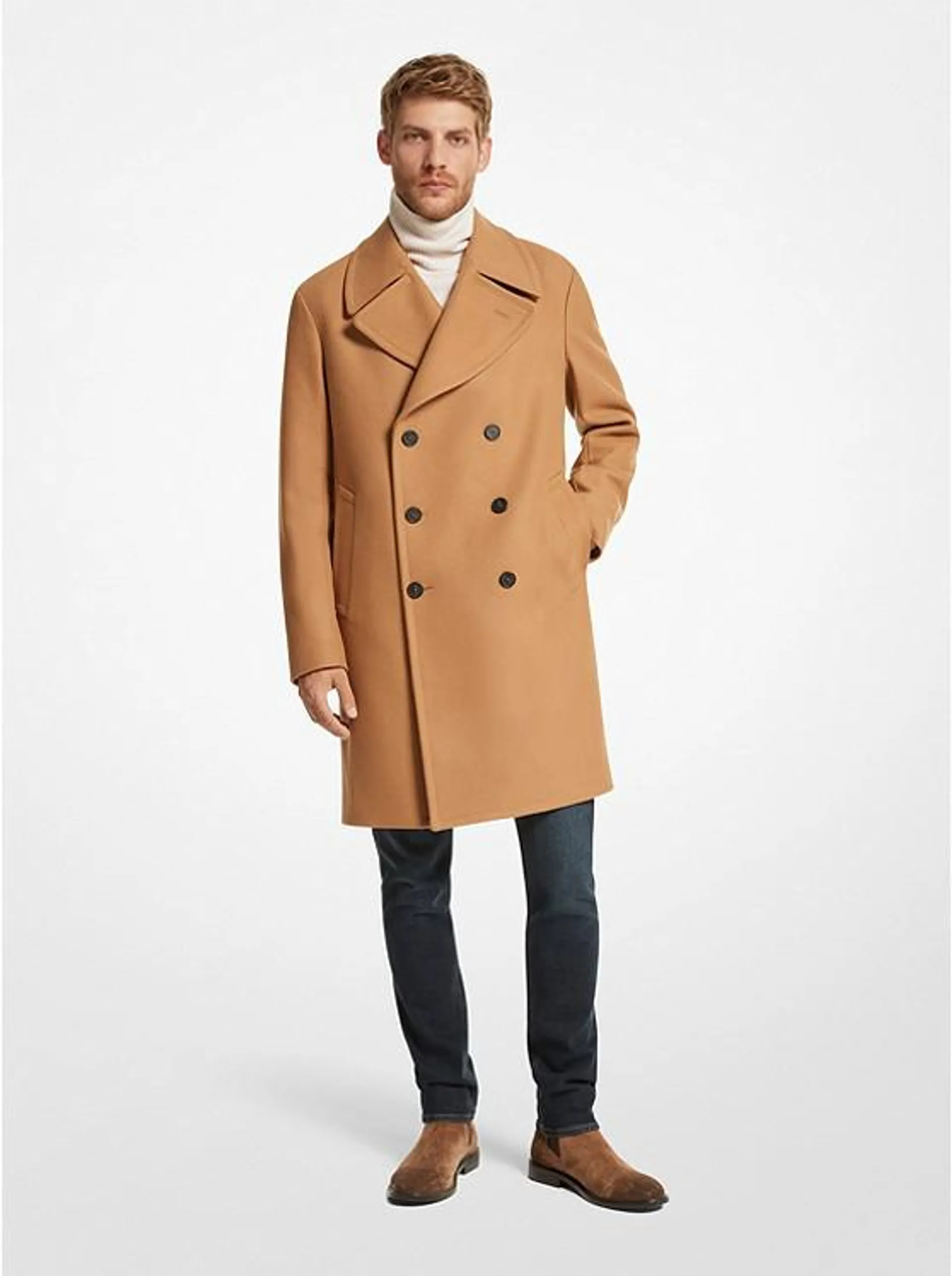 Wool Blend Double-Breasted Coat