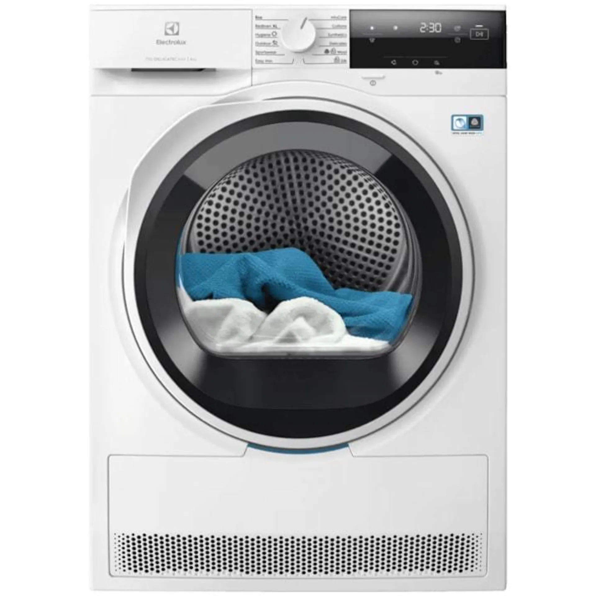 Electrolux EW7D384AE Hőszivattyús szárítógép, 8 kg, A+++ energiaosztály, Inverteres motor, DelicateCare, Sensicare, LED kijelző, Belső dobvilágítás, Fehér