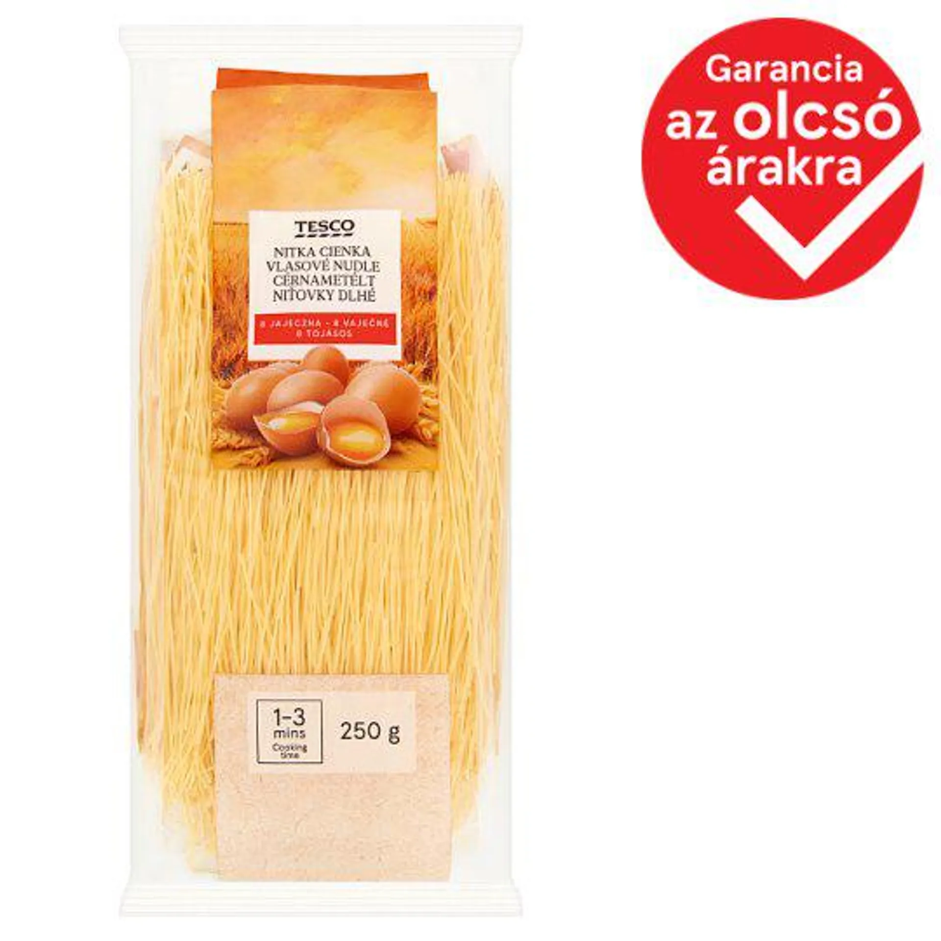 Tesco cérnametélt 8 tojásos száraztészta 250 g