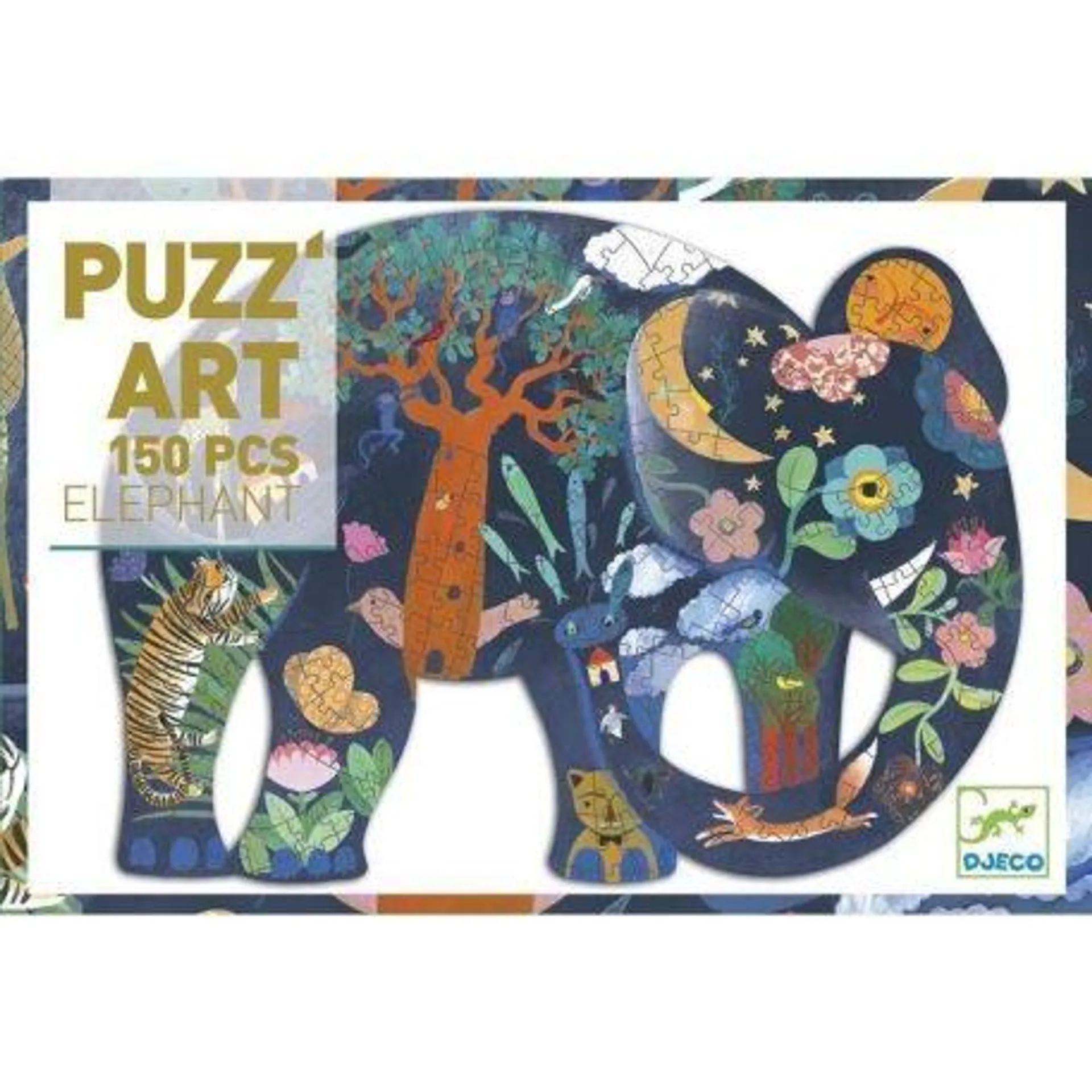 Elefánt díszes művész puzzle 150 db - os - Eléphant - Djeco