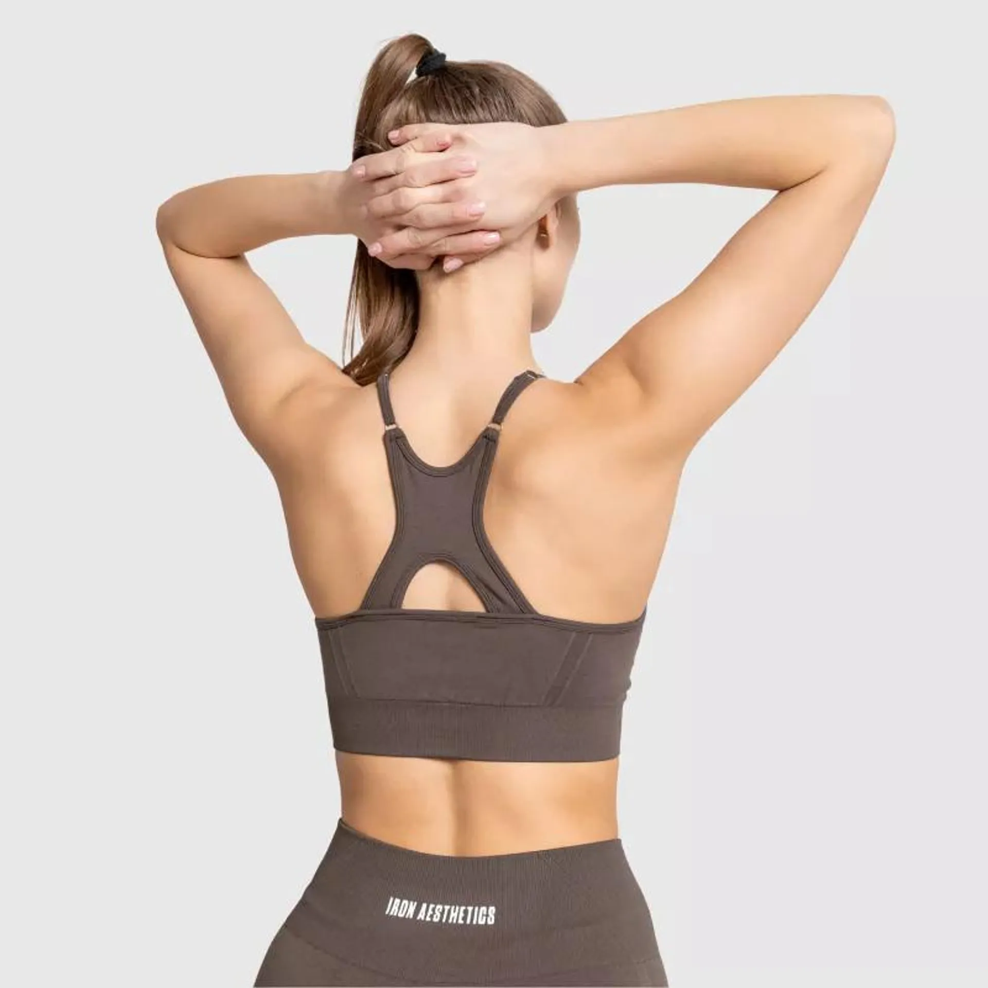 Varrás nélküli sportmelltartó Iron Aesthetics Seamless Sleek, barna