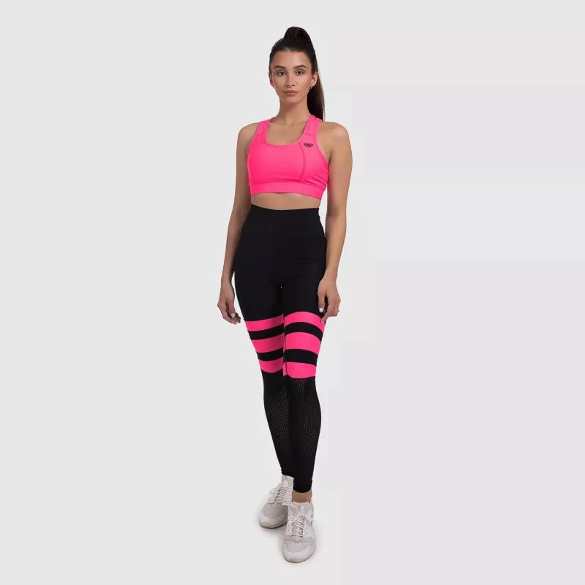 Női leggings NET Stripes - Iron Aesthetics, NEON PINK
