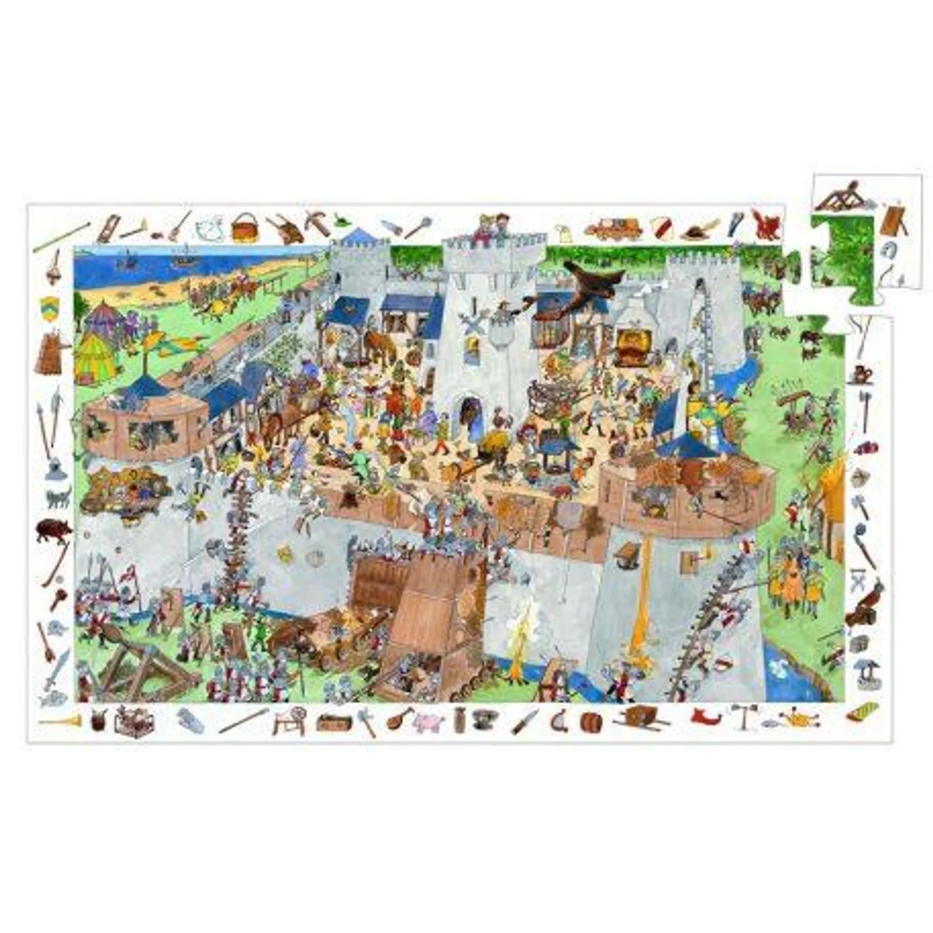 Csata, 100 db-os megfigyelő puzzle - Fortified castle - 100 pcs - Djeco