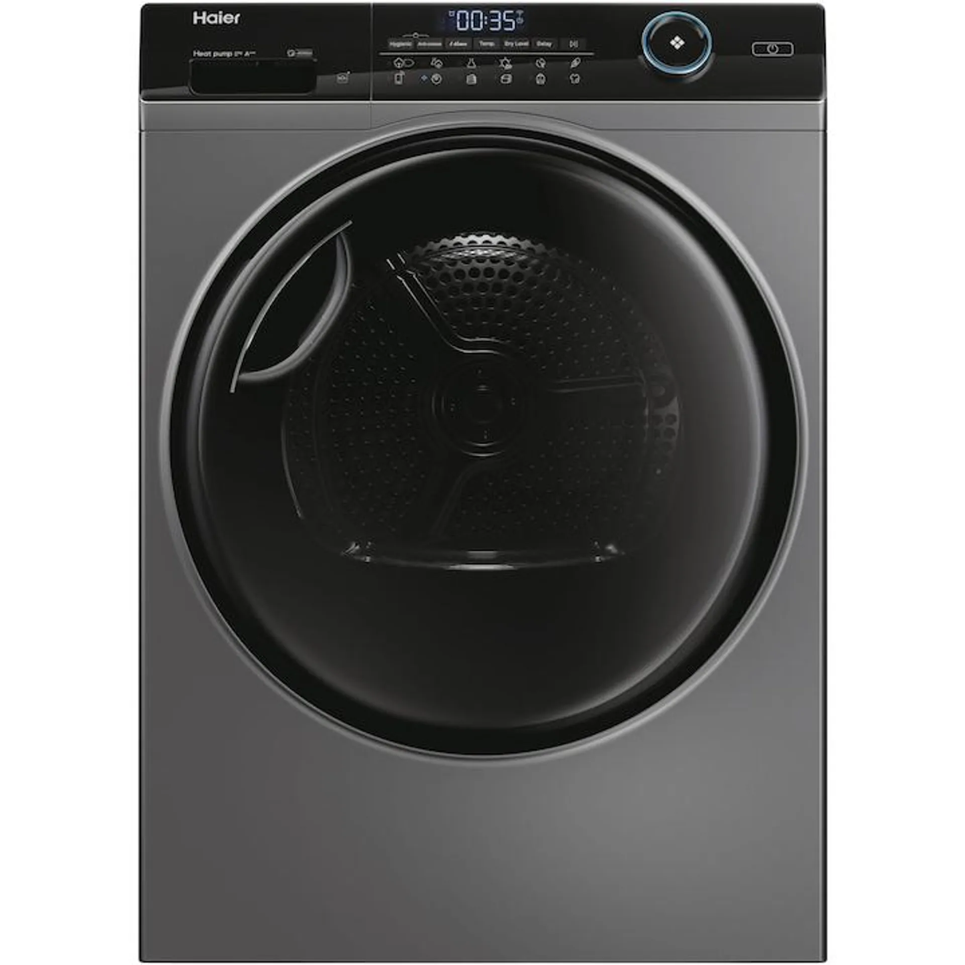 Haier HD80-A3959R-S Hőszivattyús szárítógép, 8 kg, A+++ energiaosztály, Inverter motor, i-Refresh, Száraz érzékelő, WiFi, Antracit