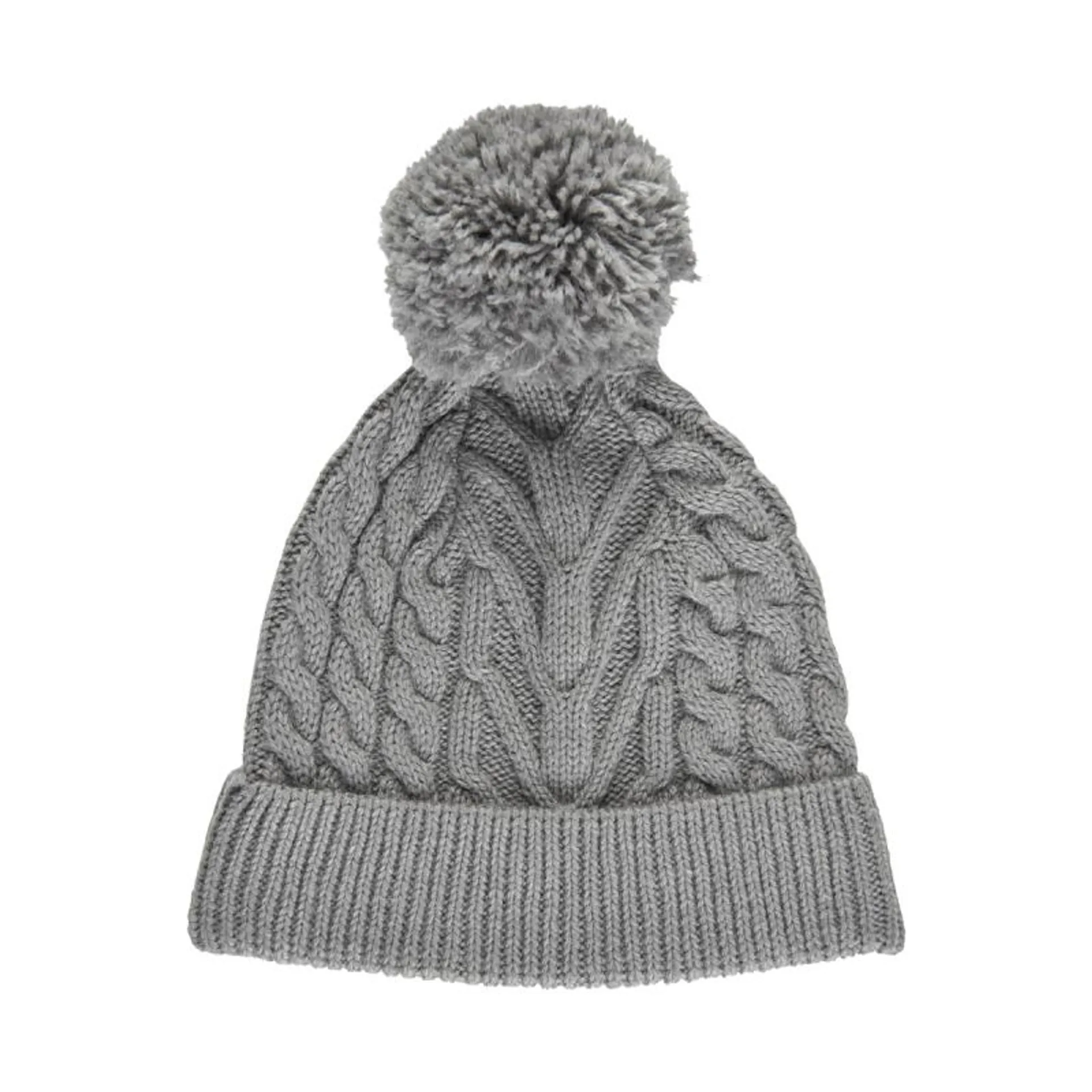 Cable knit recycle Hat -Light Grey Melange