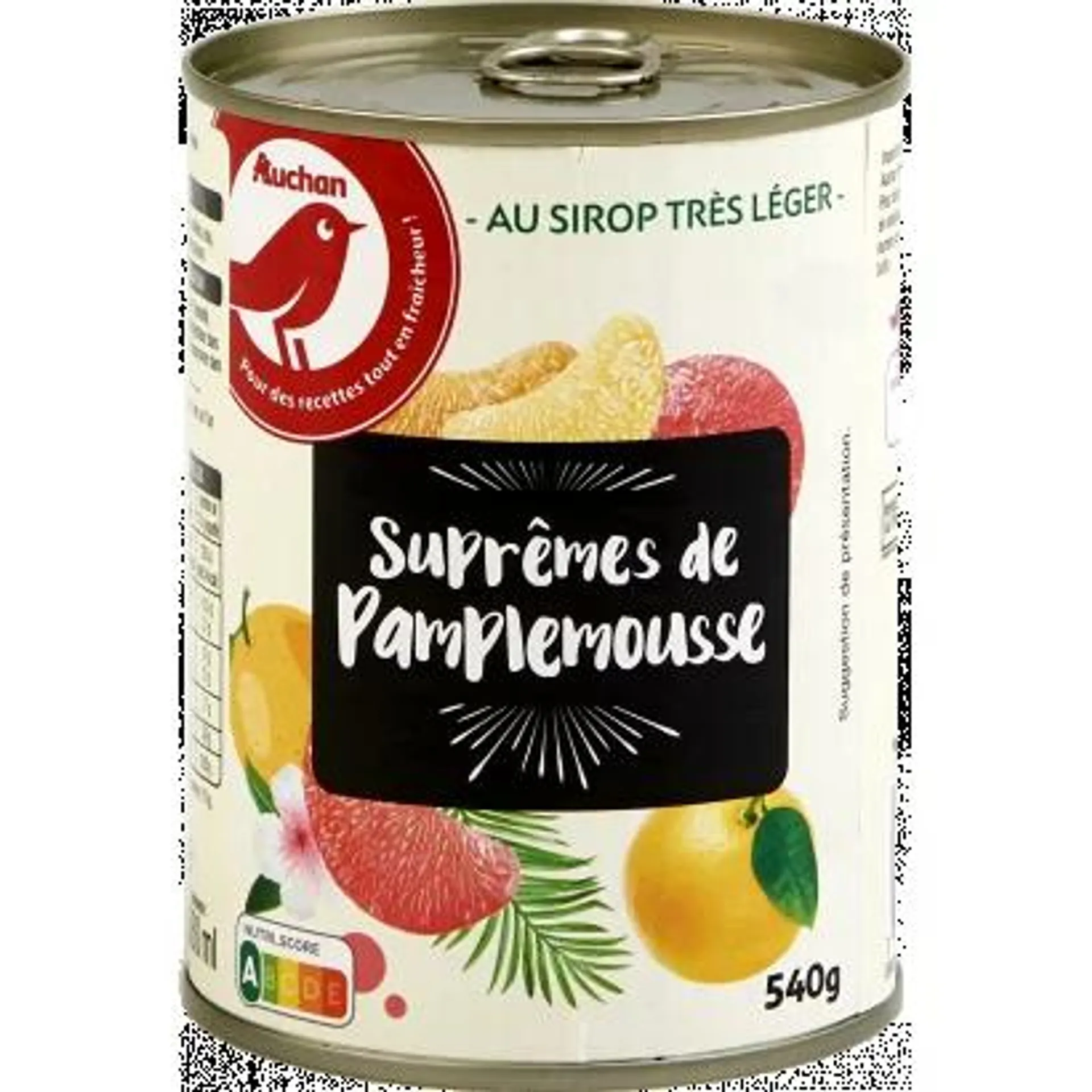 Auchan Nívó In lightly candied juice 3 varieties, peeled grapefruit pieces 540 g / 290 g/ 290 g