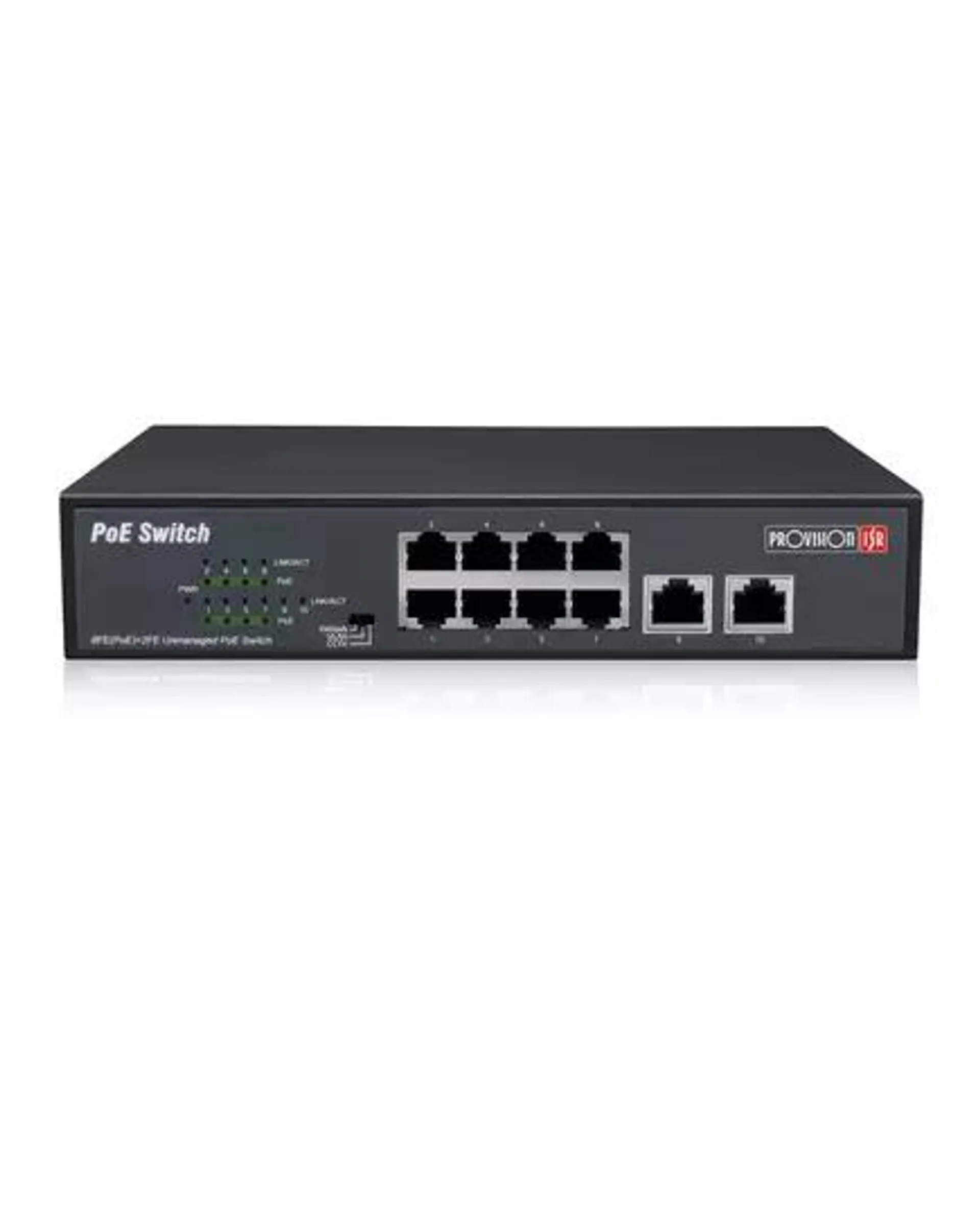 PROVISION-ISR PoE switch, CCTV rendszerekhez, 8+2 portos10/100Mbps, 8 letöltési port 8x100Mbp