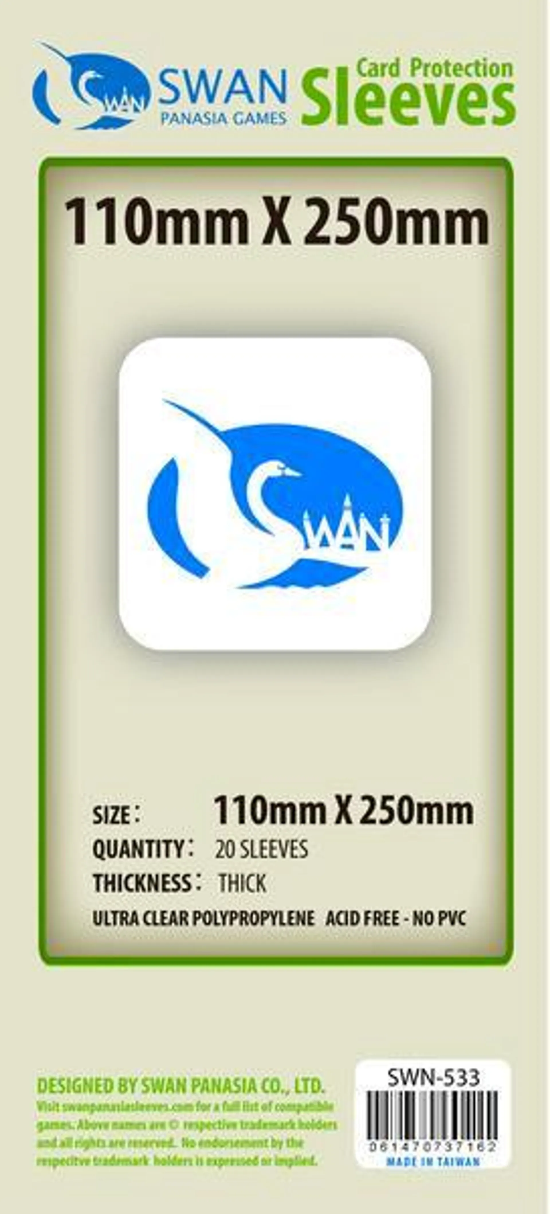 Kártyavédő - Swan 110*250 mm Prémium (20 db-os)
