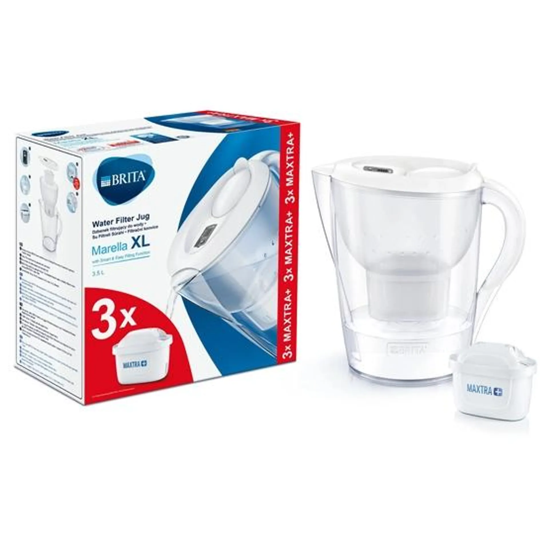 Brita Marella XL (3,5l) White vízszűrő kancsó induló csomag 3 db szűrőbetéttel