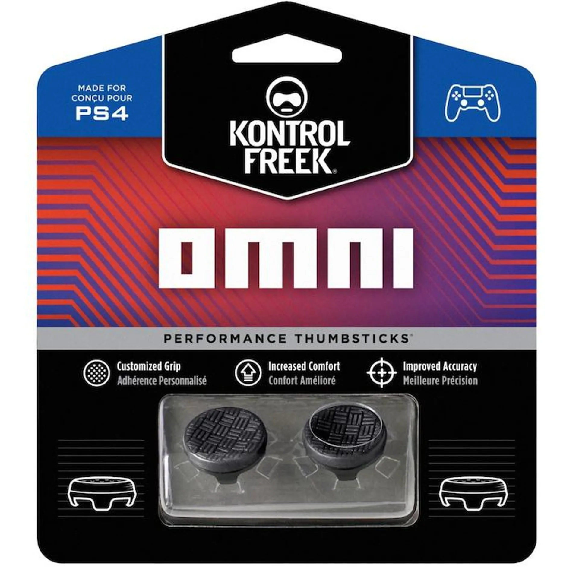 2 db szilikon Thumbgrip Performance KontrolFreek OMNI, PS5, PS4 kontroller tartozék Thumbstickálló készlet, nagyobb pontosság és kényelem, fekete