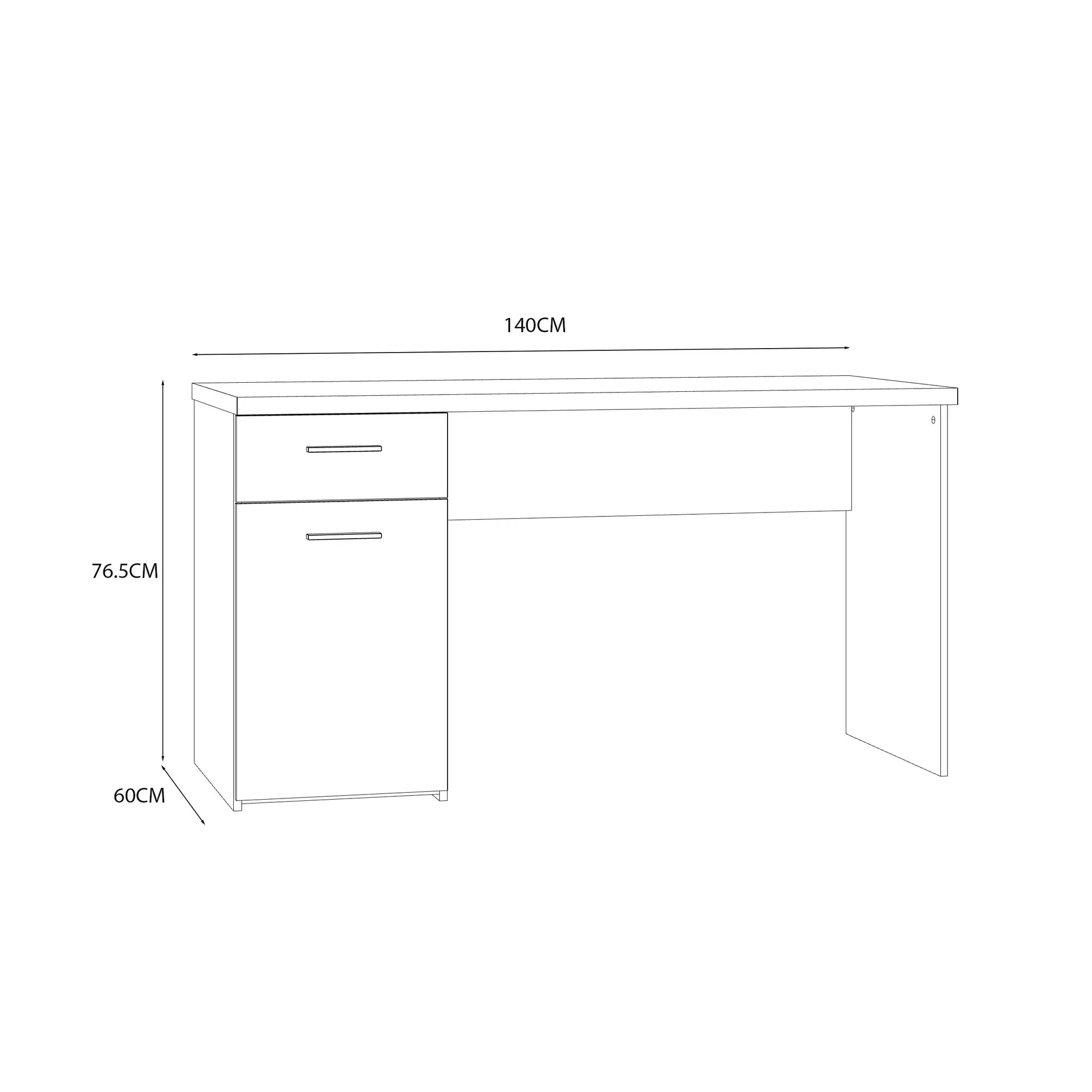 FORTE NET106 ÍRÓASZTAL 140X76,5X60CM SONOMA-FEHÉR