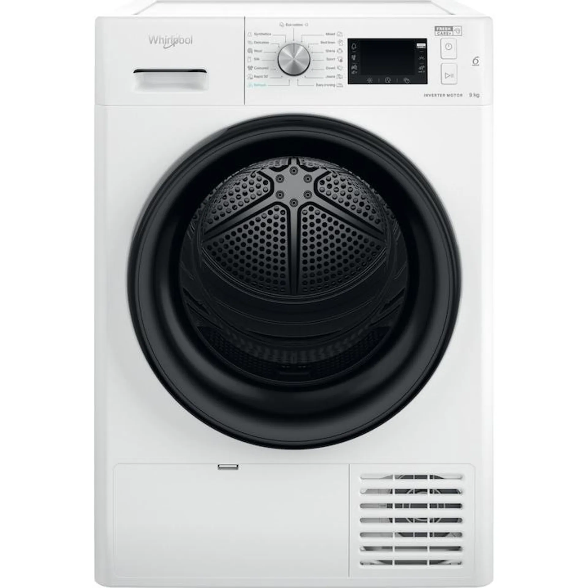 Whirlpool FFT M22 9X3B EE Szabadonálló hőszivattyús szárítógép, 9 kg, BPM motor, 6. Érzék funkció, Kímélő szárítás, Vasaláskönnyítő, A +++ energiaosztály, Fehér