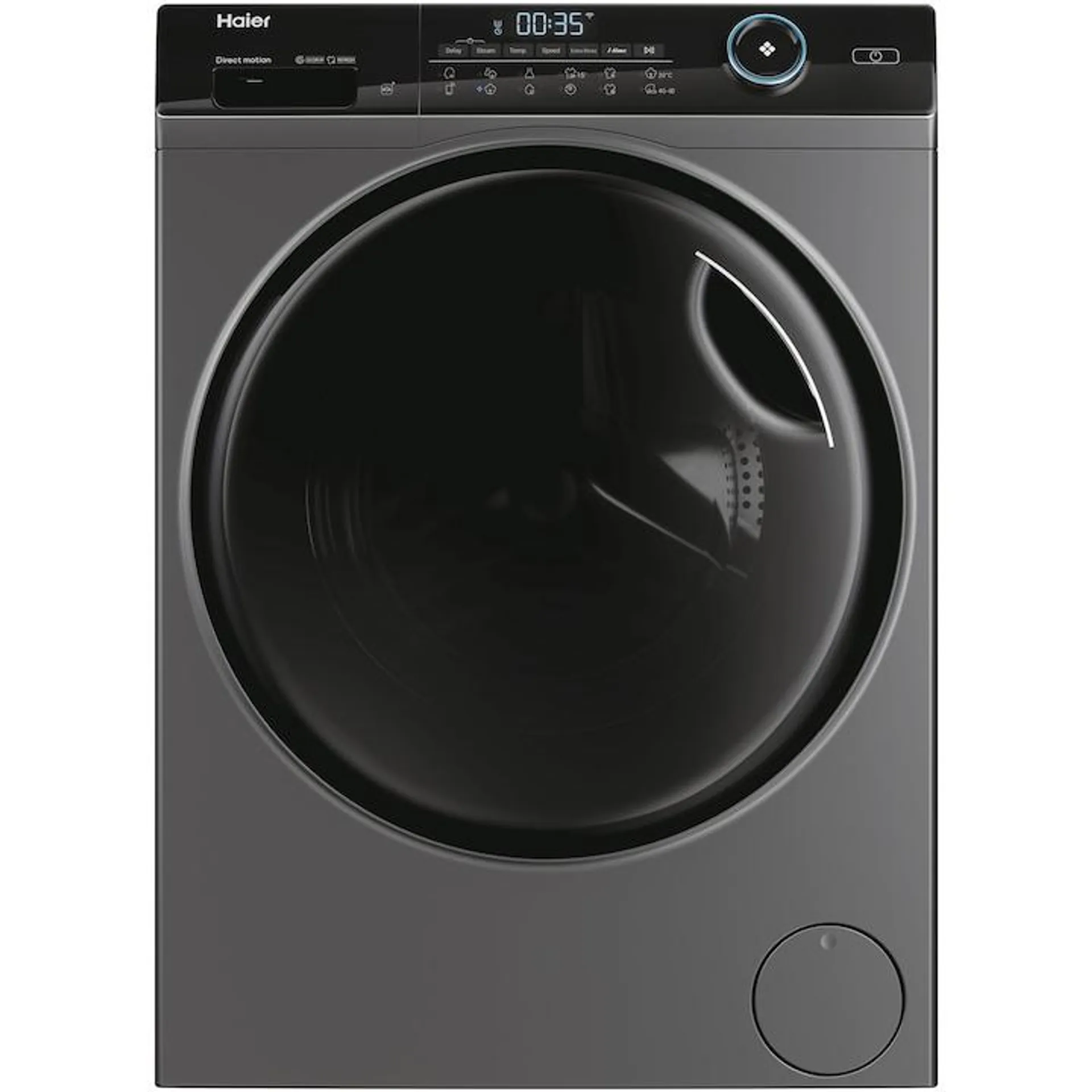 Haier HW80-B14959S8U1S Mosógép, 8 kg, 1400 ford./perc, A osztály, Direct Motion Motor, Wi-Fi, Refresh, ABT, Steam, iTime, Párnadob, Dual Spray, Antracit