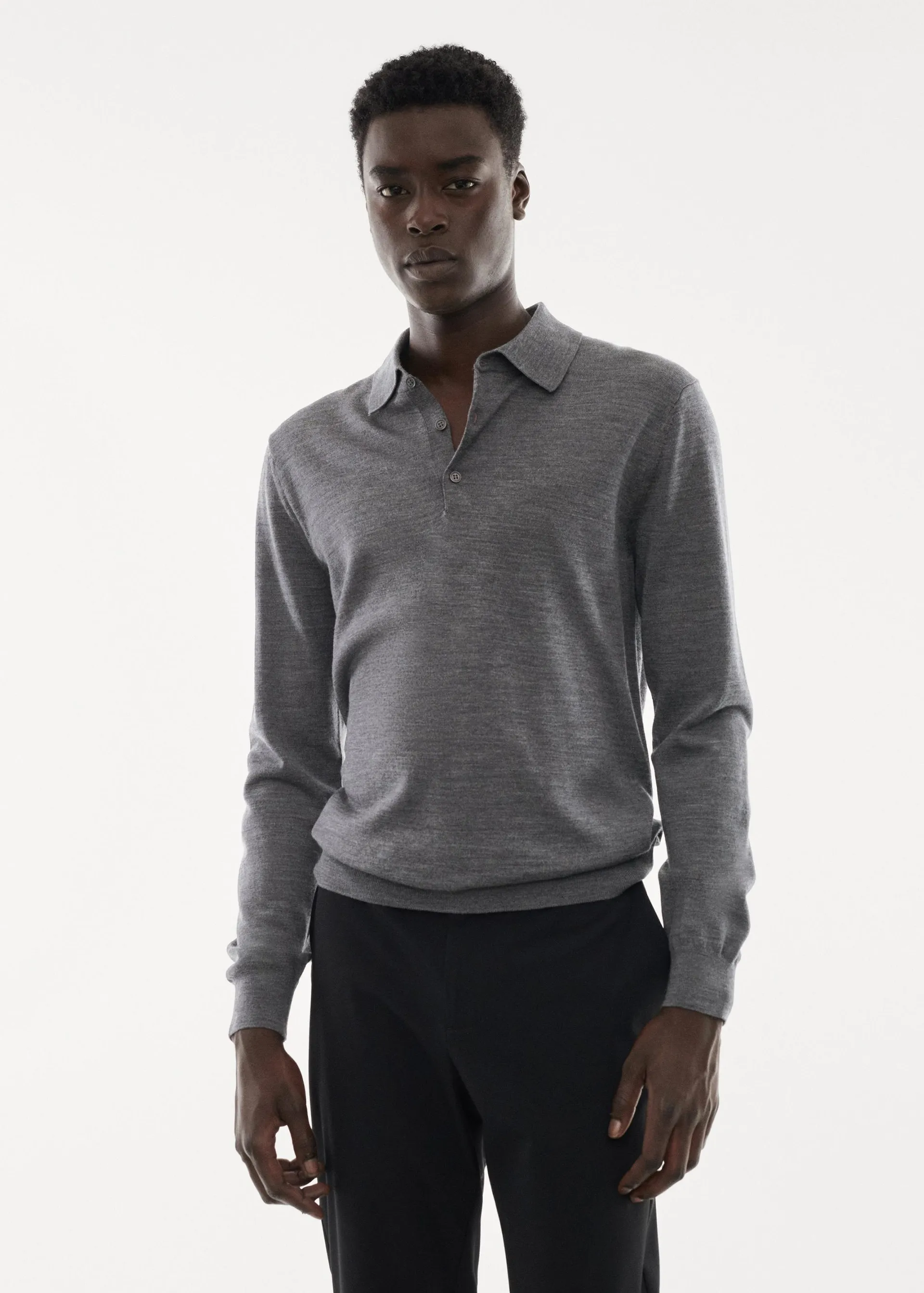 100% merino wool long- sleeved polo shirt