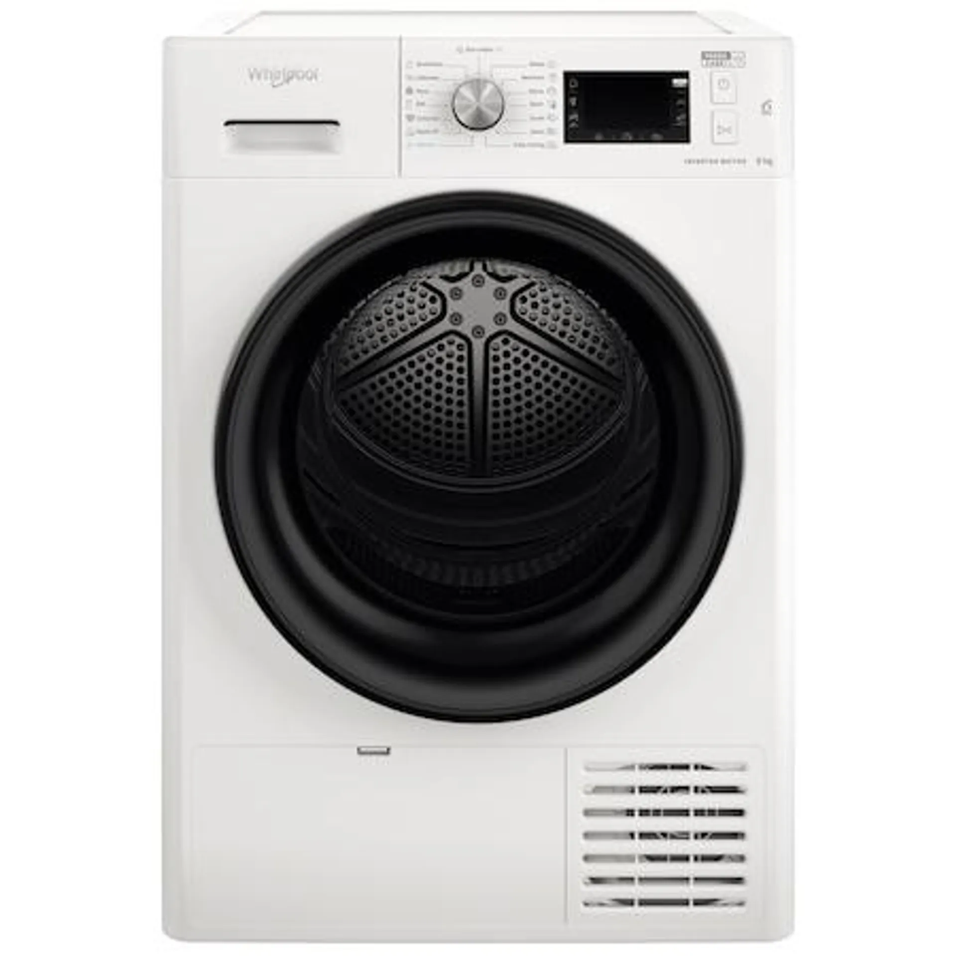 Whirlpool FFT M22 9X2B EE hőszivattyús szárítógép, 9 kg, nagy digitális kijelző, BPM motor, 6. Érzék funkció, B energiaosztály, fehér