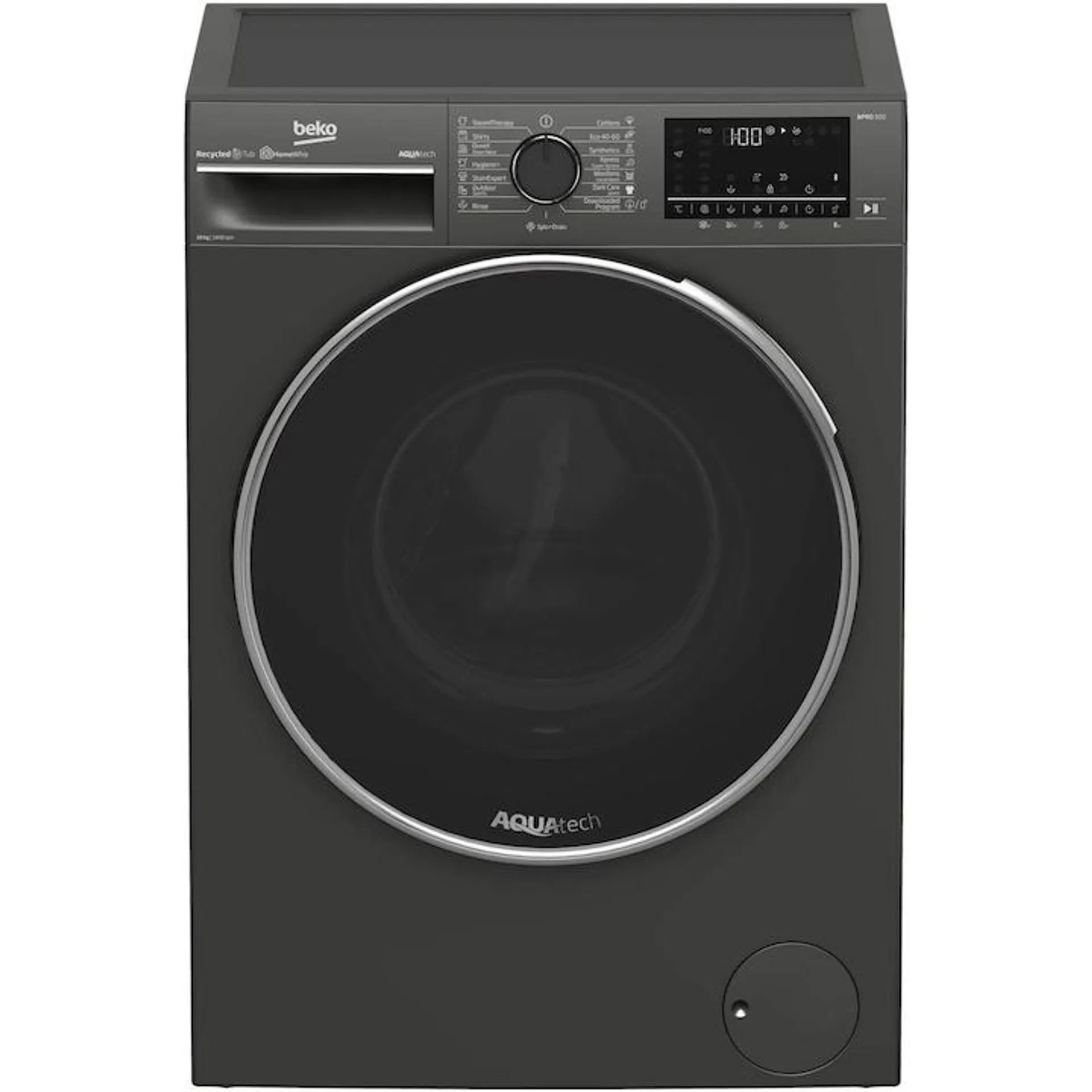 Beko B3WFU510418M mosógép, 10 kg, 1400 fordulat/perc, A osztály, újrahasznosított kád, Homewiz távirányító, ProSmart inverteres motor, AddXtra, Hygiene+, SteamCure, szürke