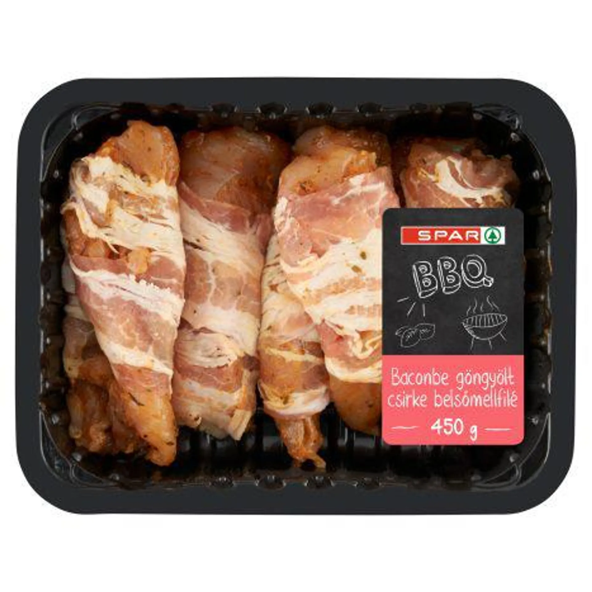 SPAR BBQ baconbe göngyölt csirke belső mellfilé 450 g