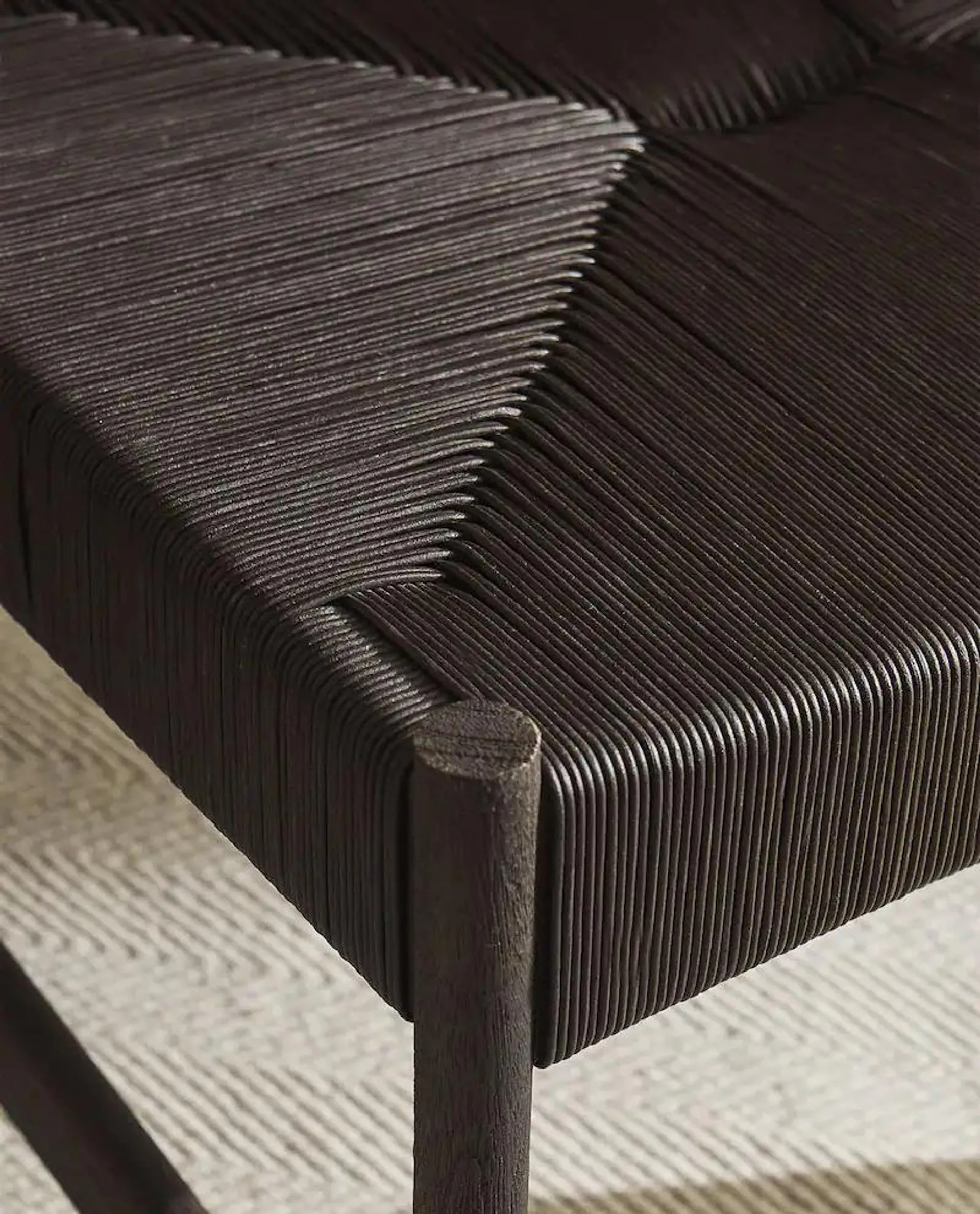 WOOD AND WOVEN LEATHER CHAIR