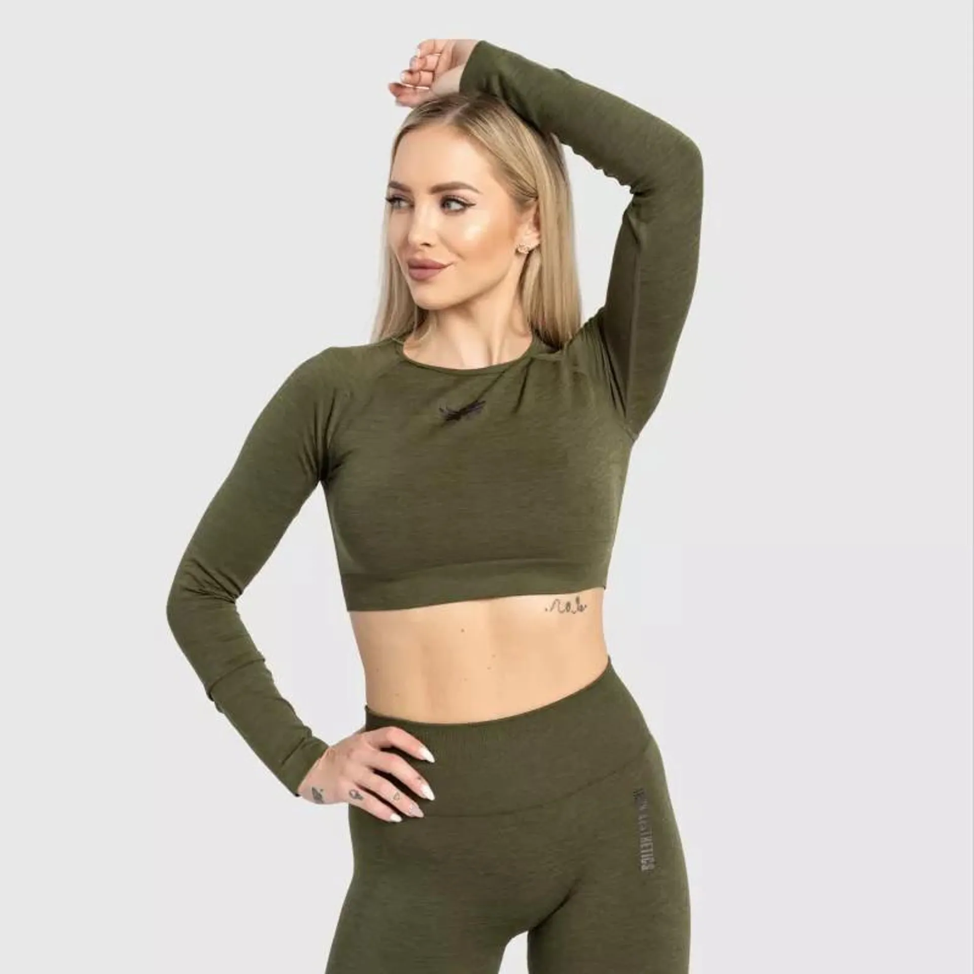 Női sport crop top Iron Aesthetics Solid, zöld