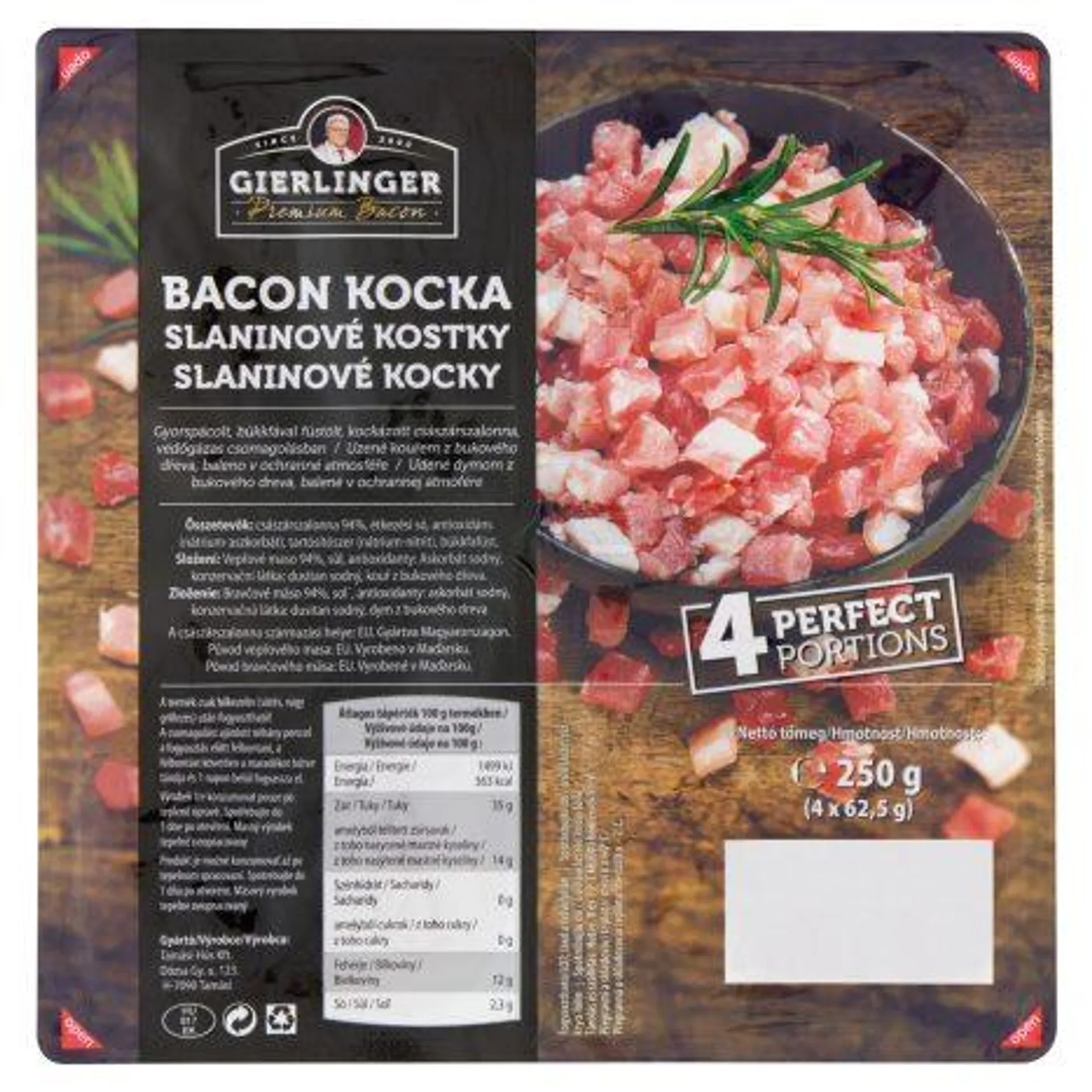 Gierlinger bacon kocka 4 x 62,5 g (250 g)