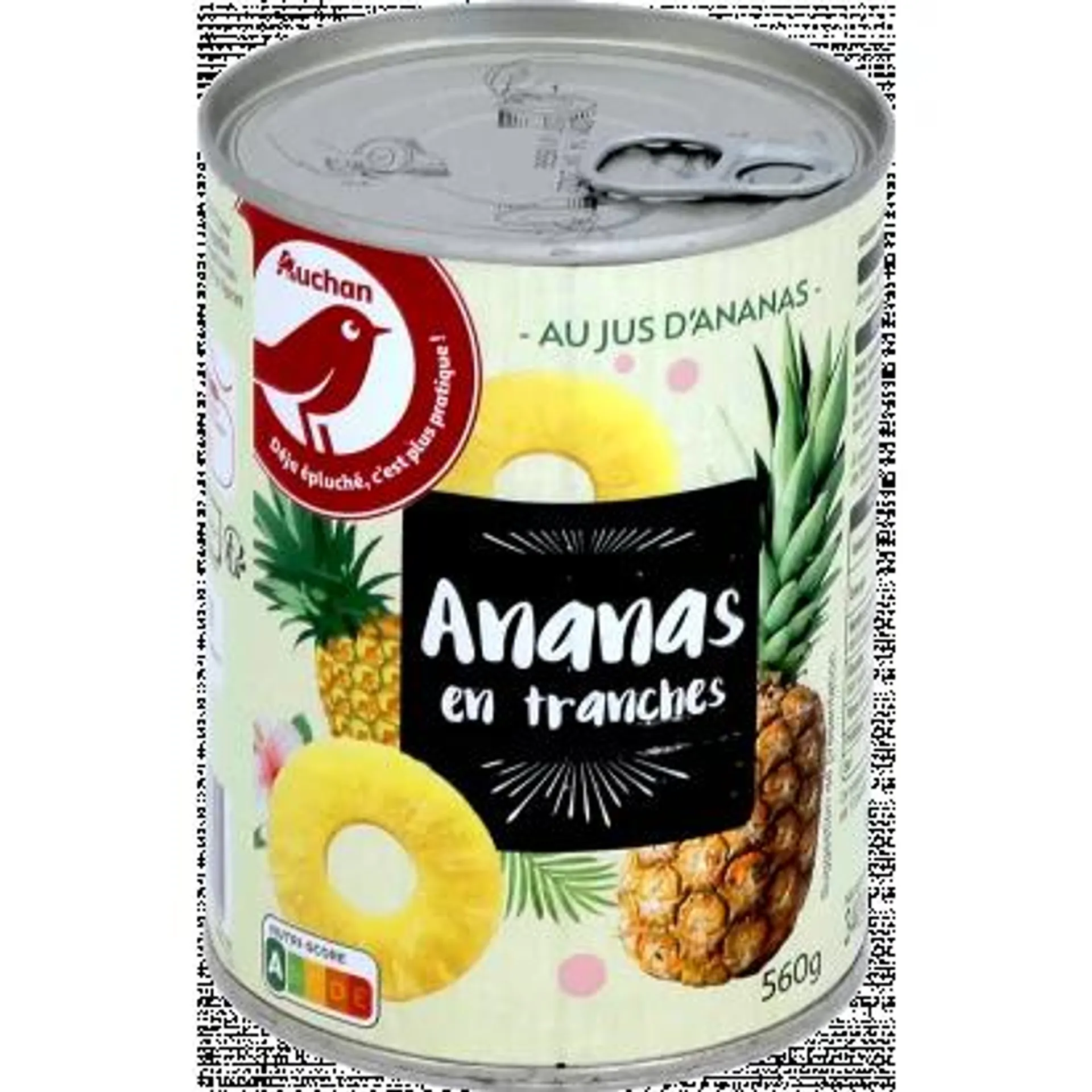 Auchan Nívó Pineapple slices in pineapple juice 560/340 g