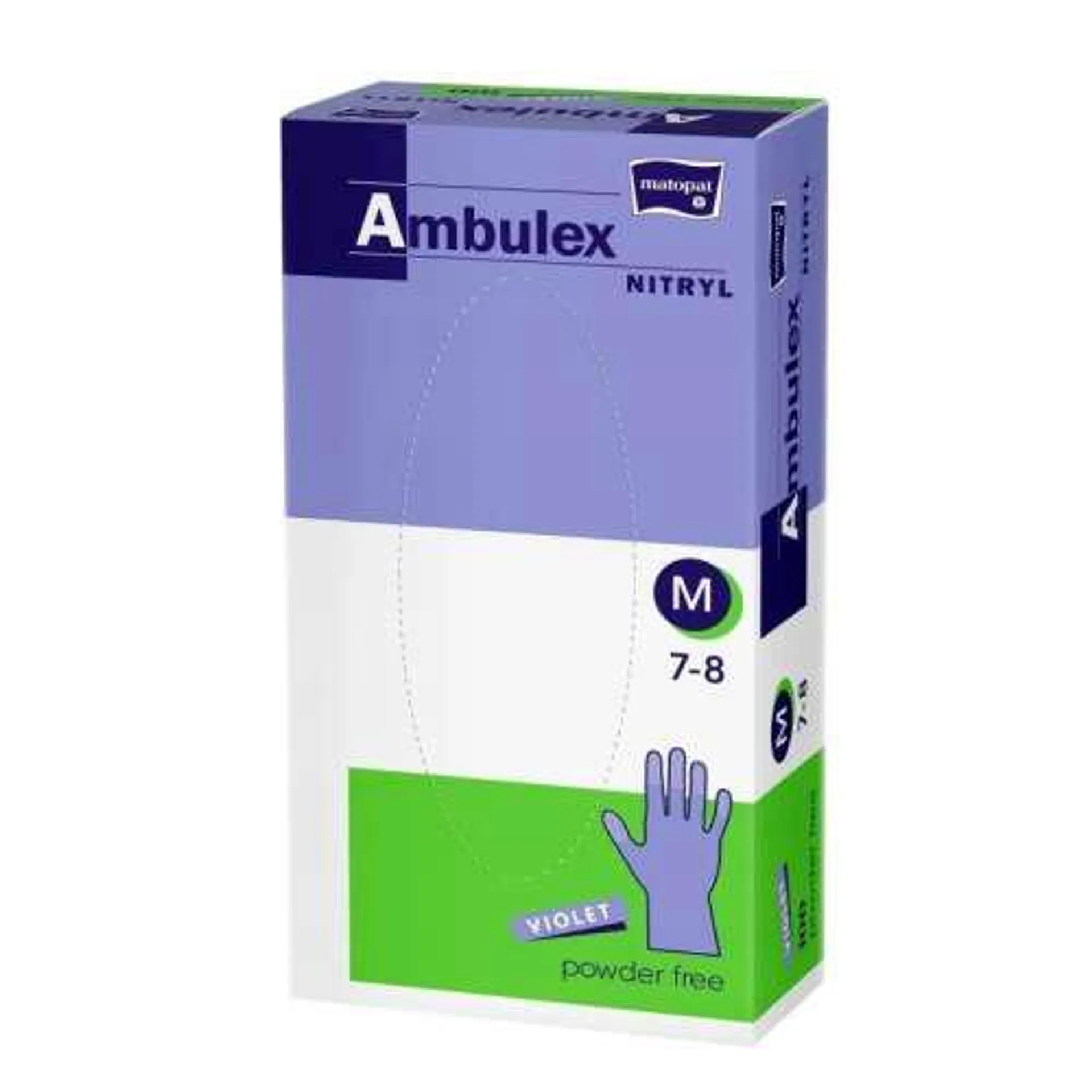 Ambulex púdermentes nitril Gumikesztyű 100db - M méret #lila