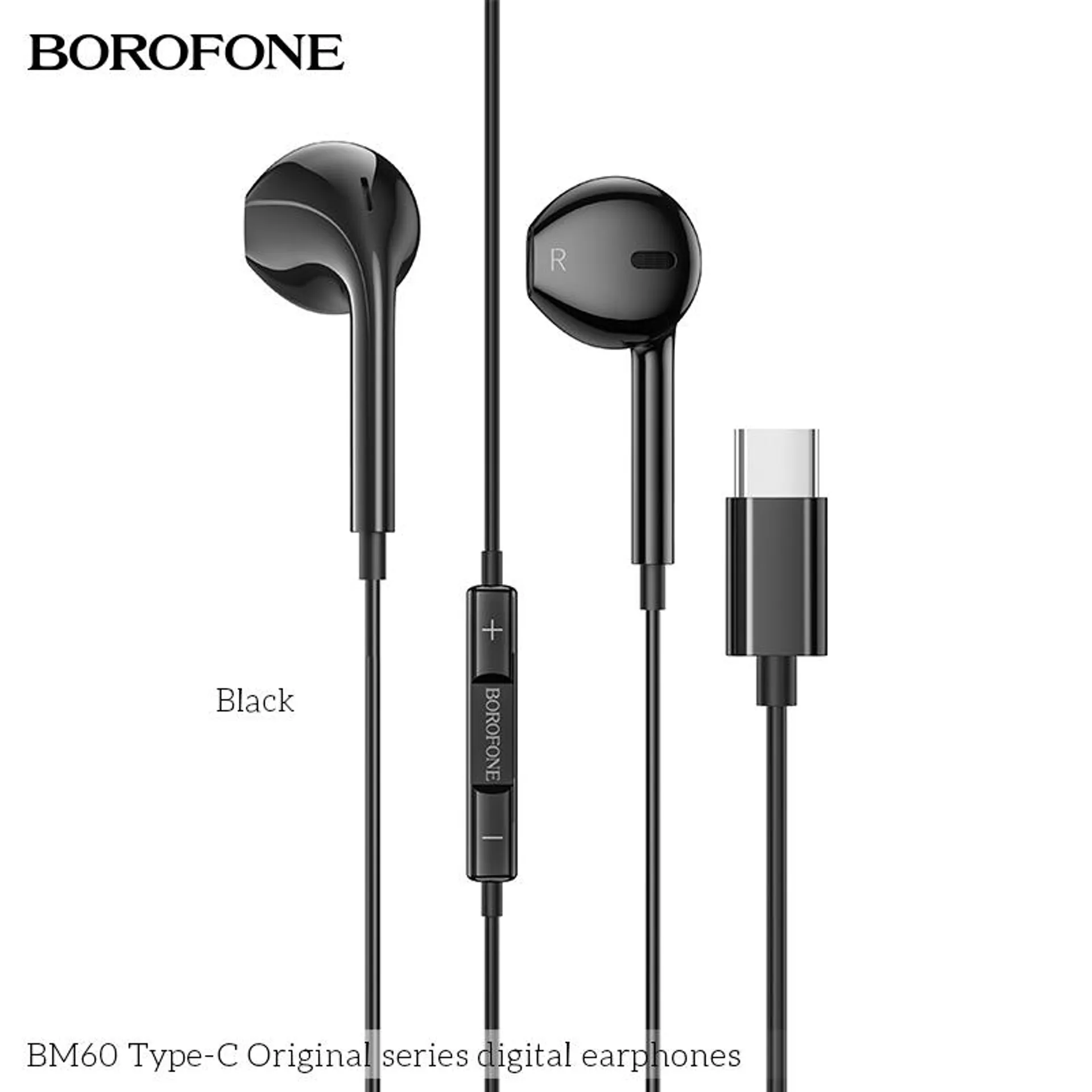 Borofone BM60 headset (type-c), fülhallgató Type-C csatlakozóval és mikrofonnal fehér, fehér