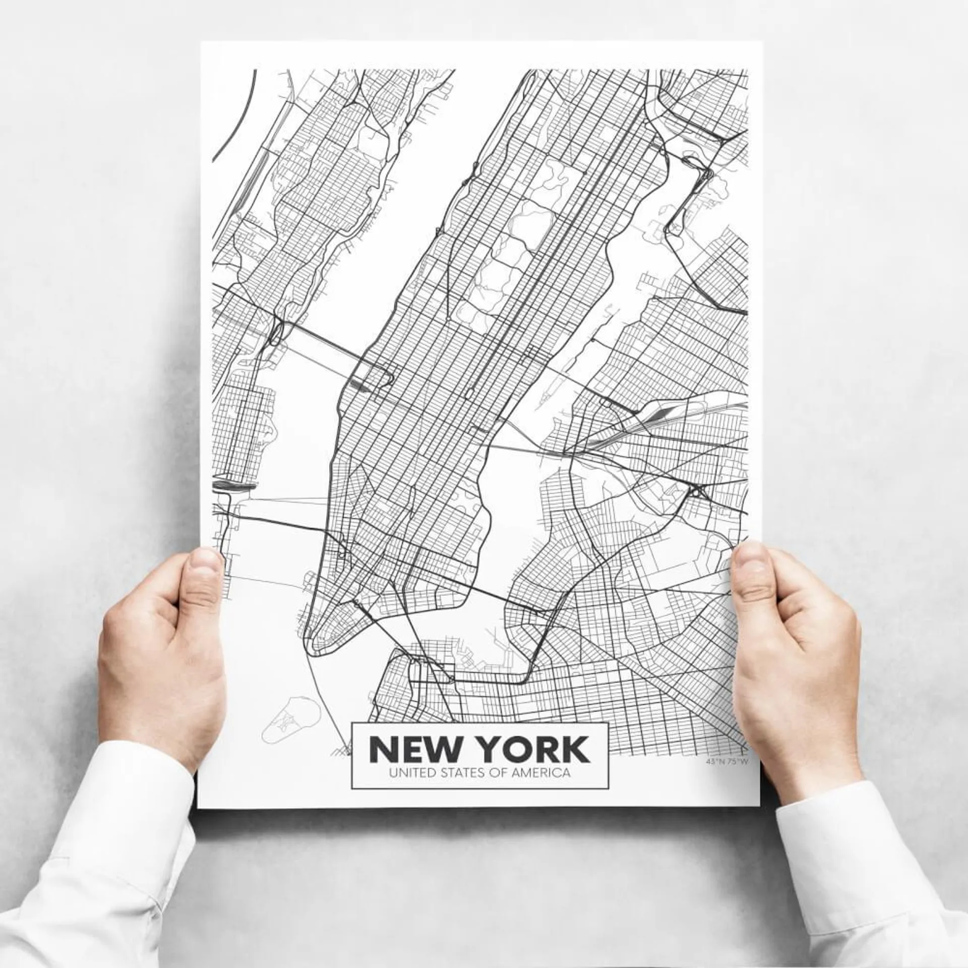 Fali dekoráció - Map of New York II