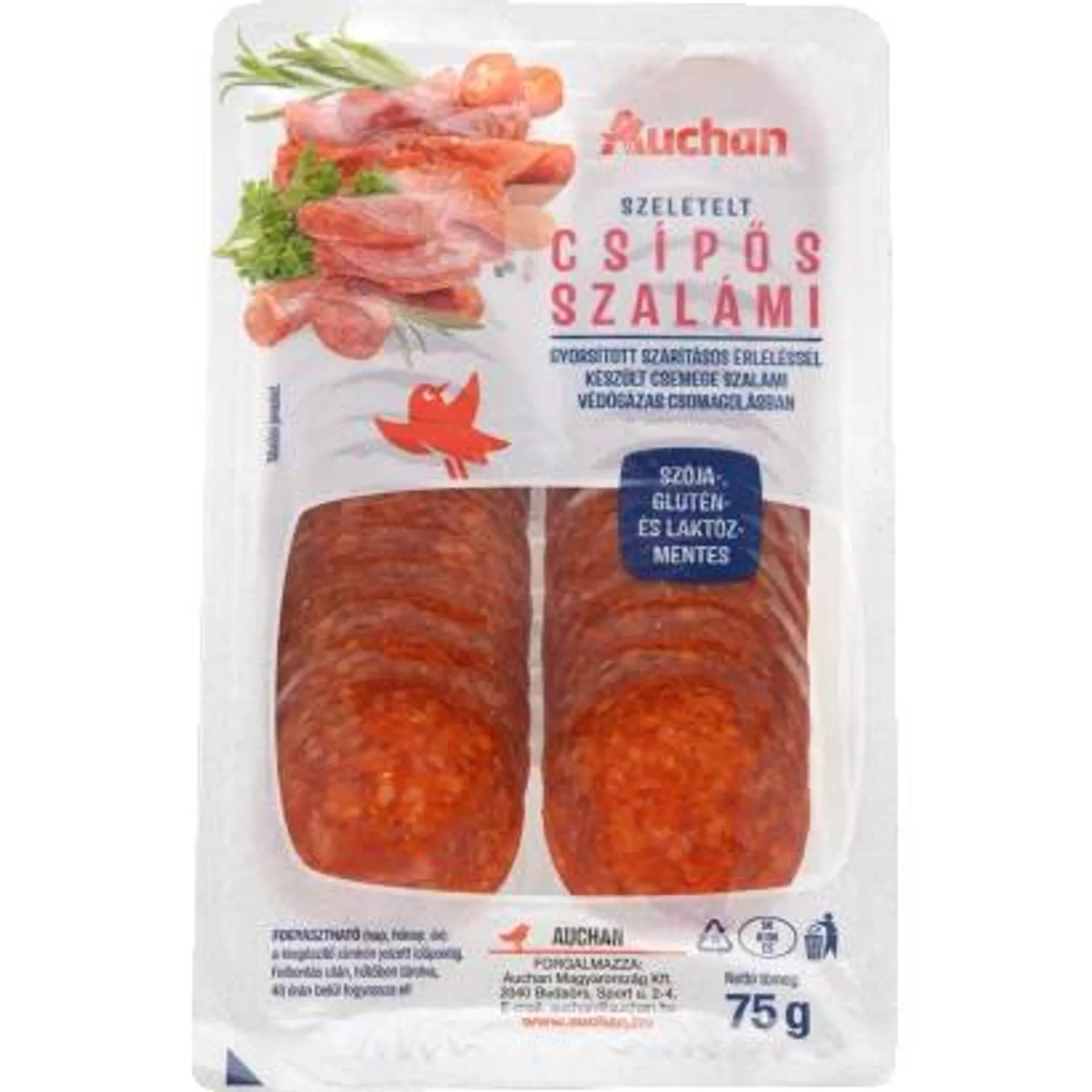 Auchan Favourite Spicy Salami 75g sliced