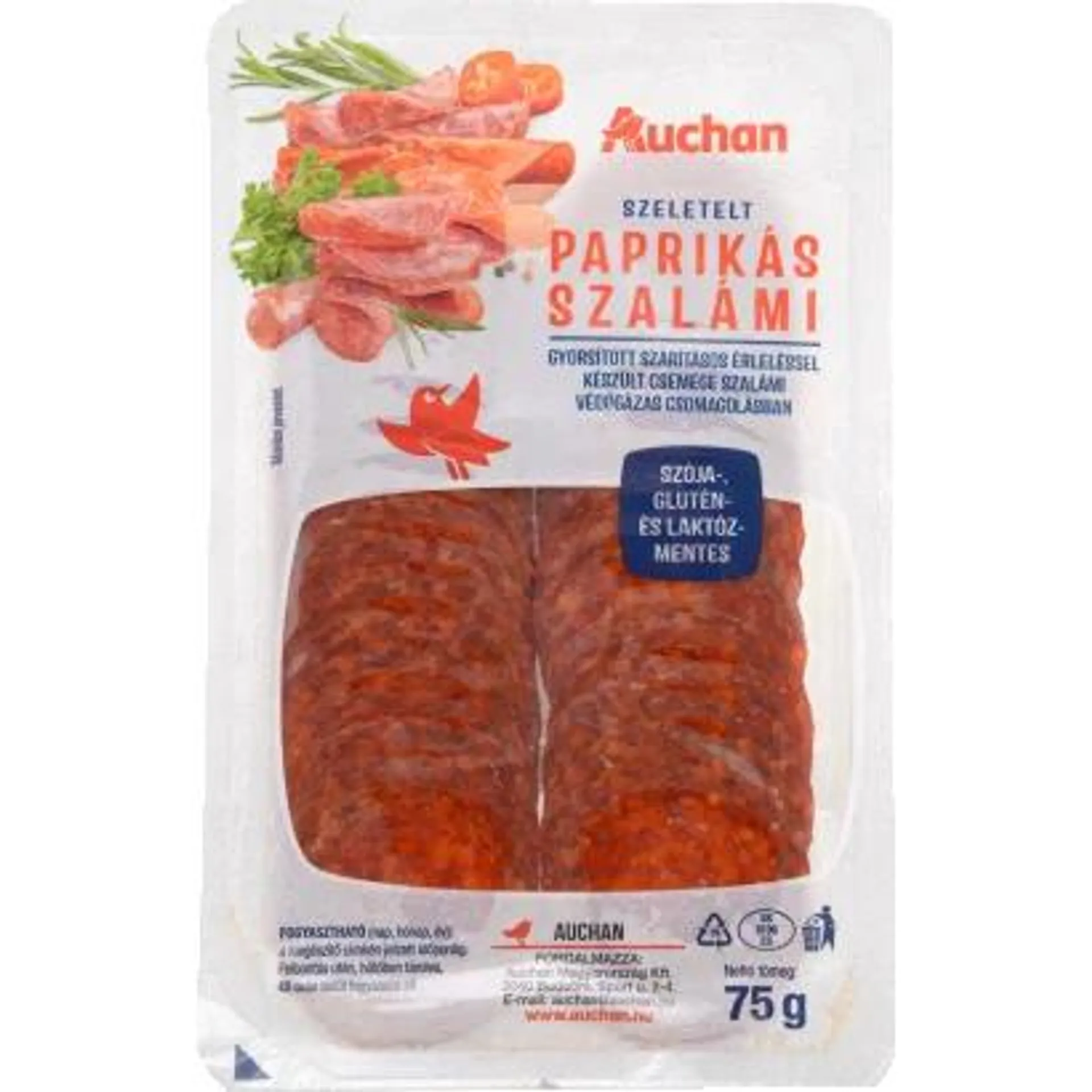 Auchan Favourite Paprika Salami 75g sliced
