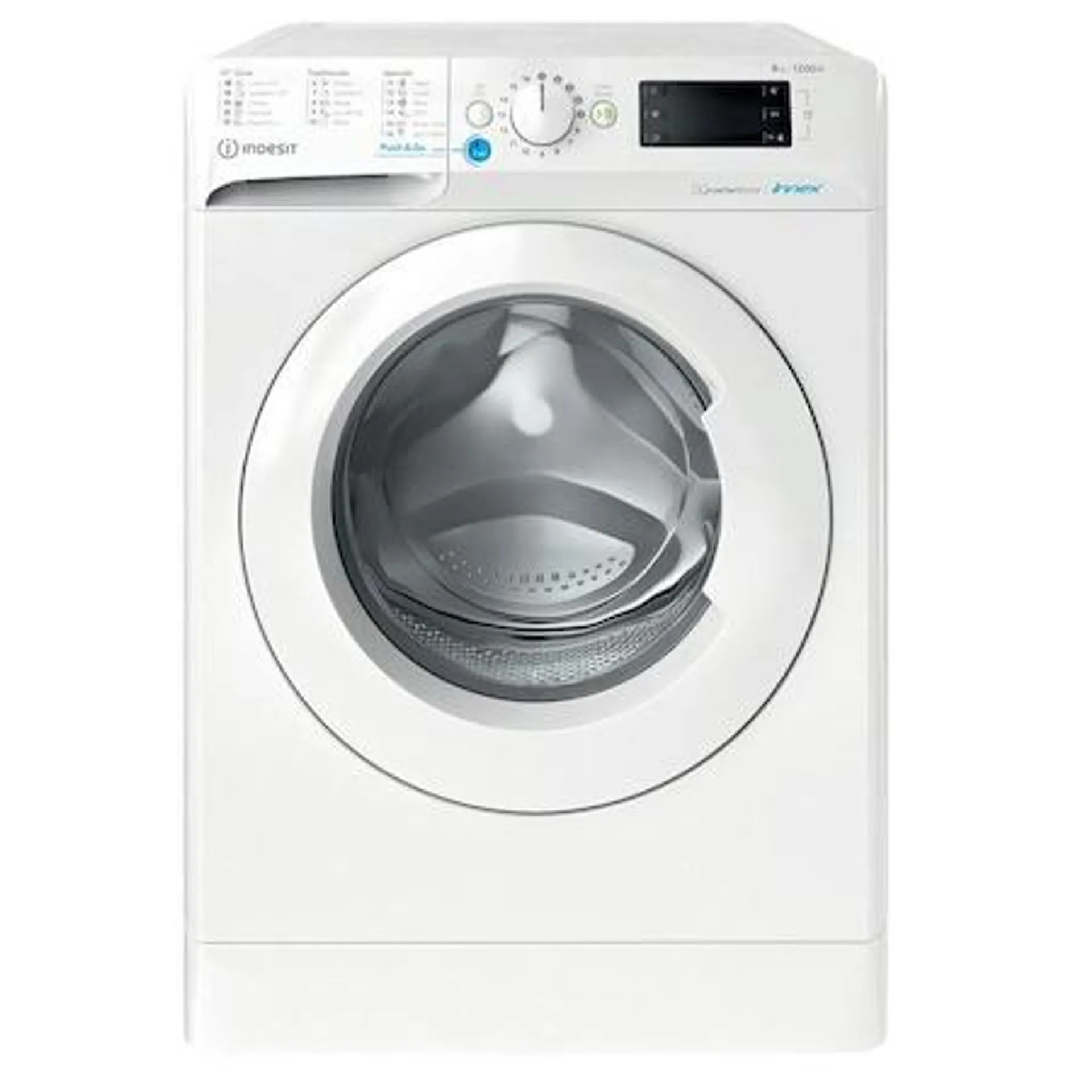 Indesit BWE 81285X W EE N Szabadonálló elöltöltős mosógép, B energiaosztály, 1200 fordulat/perc, 8 kg, ECO, Fehér