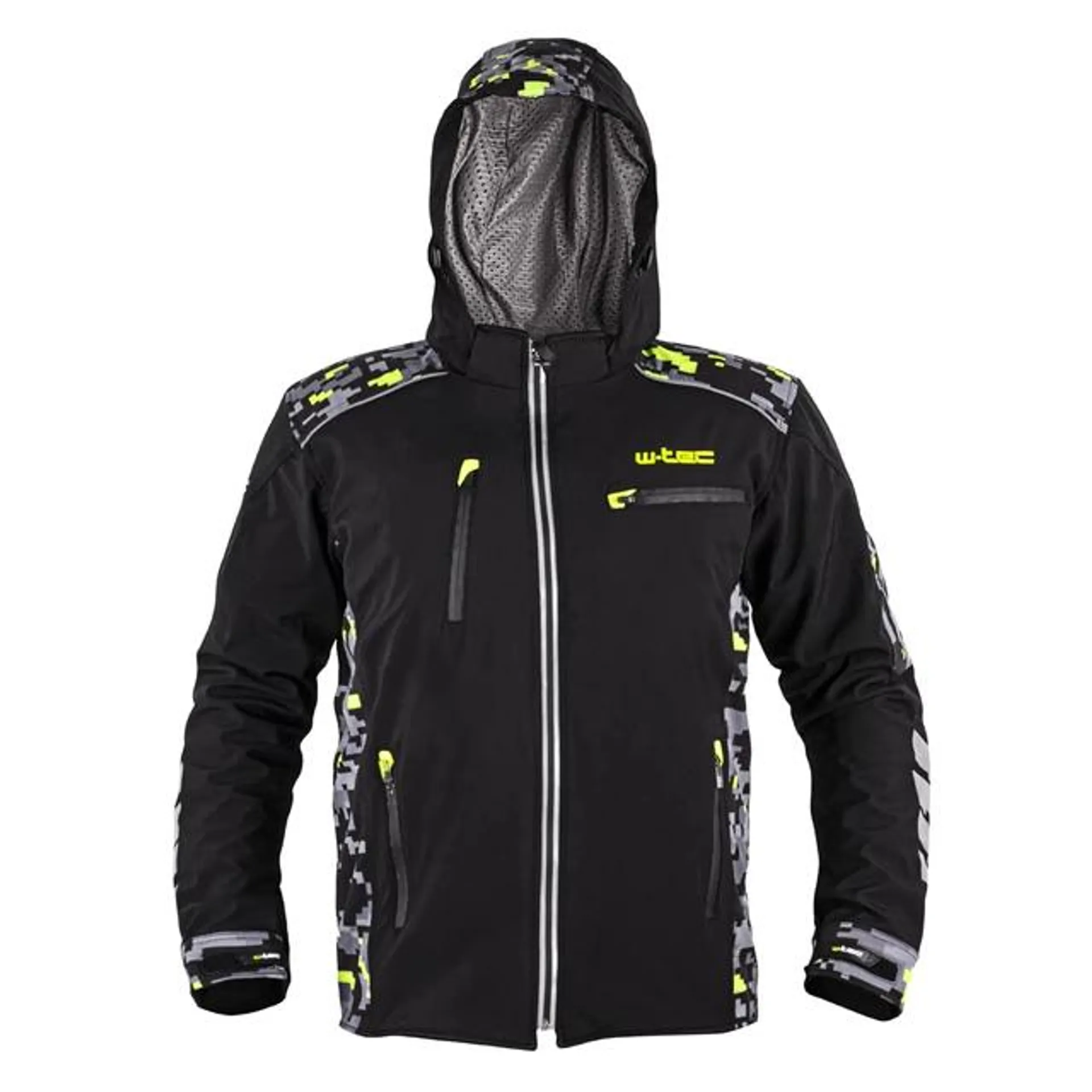 Férfi softshell motoros kabát W-TEC Kybero - fekete-fluo