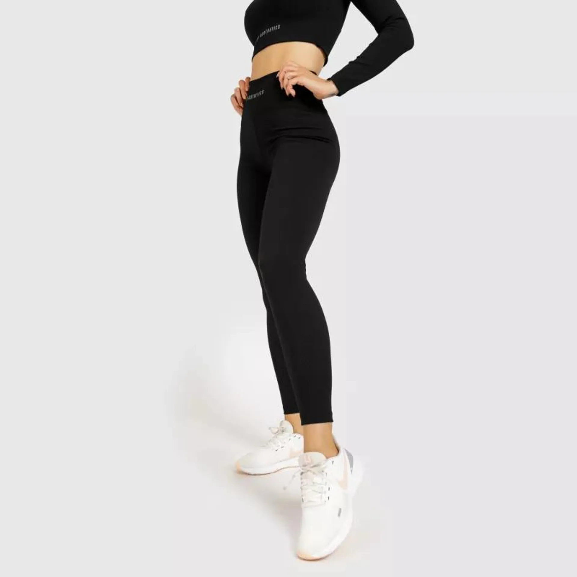 Női magasderekú leggings Iron Aesthetics Rib, fekete