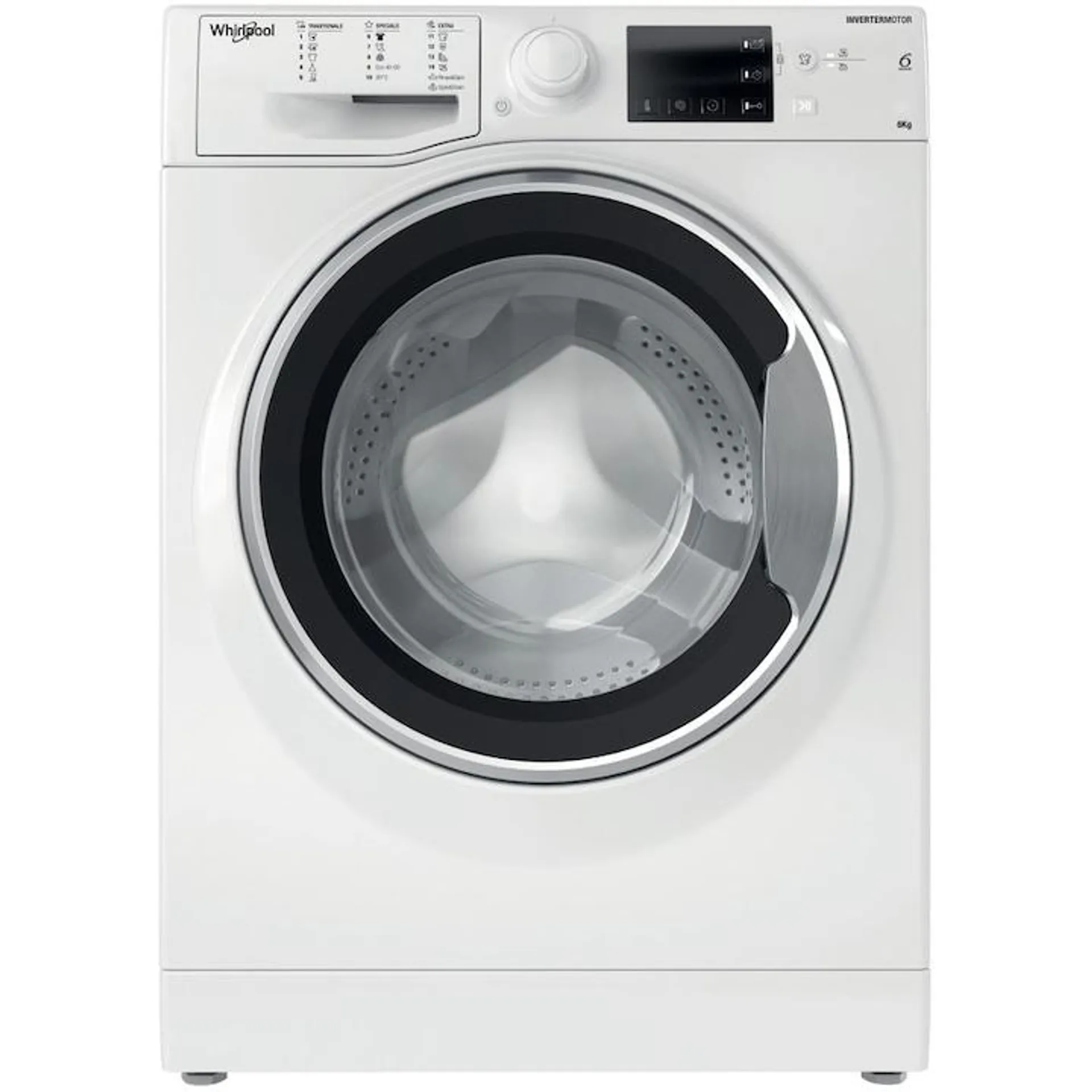 Whirlpool WRBSB6249WEU, Vékony mosógép, 6 kg, 1200 rpm, C energiaosztály, gőzfrissítés, inverteres motor, digitális kijelző, fehér