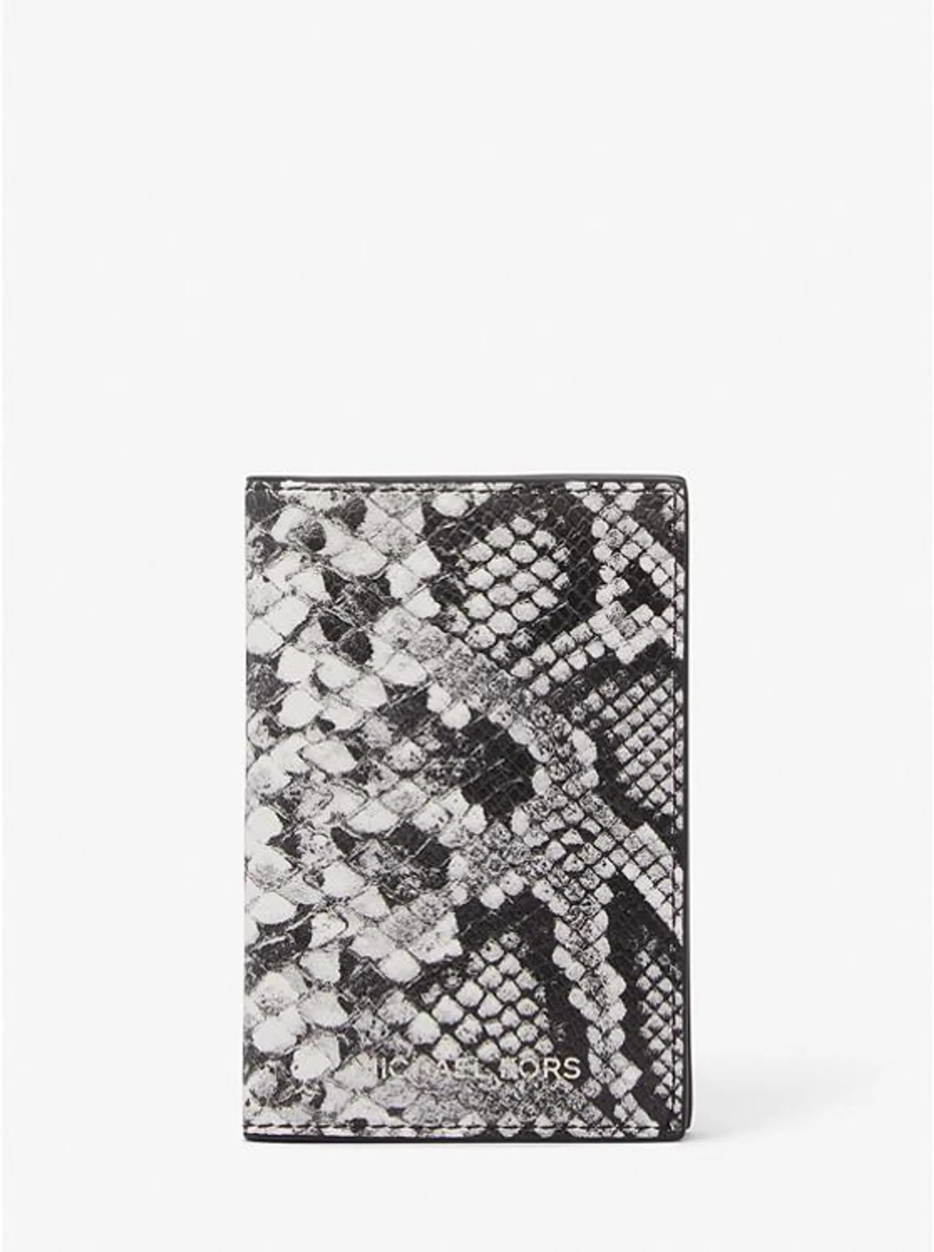 Varick Snake-Embossed Leather Bi-Fold Card Case