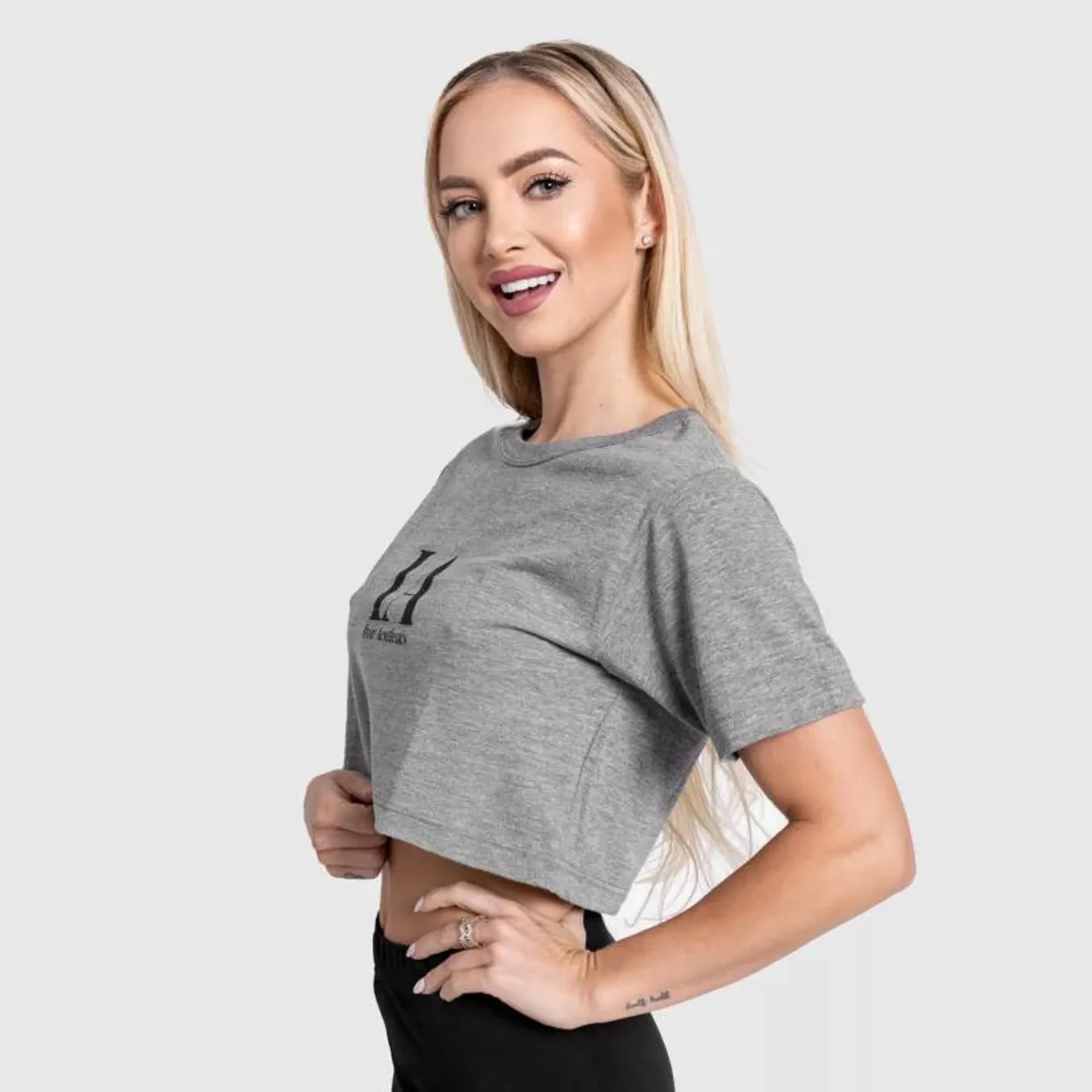 Női sportpóló Iron Aesthetics Crop Top, szürke