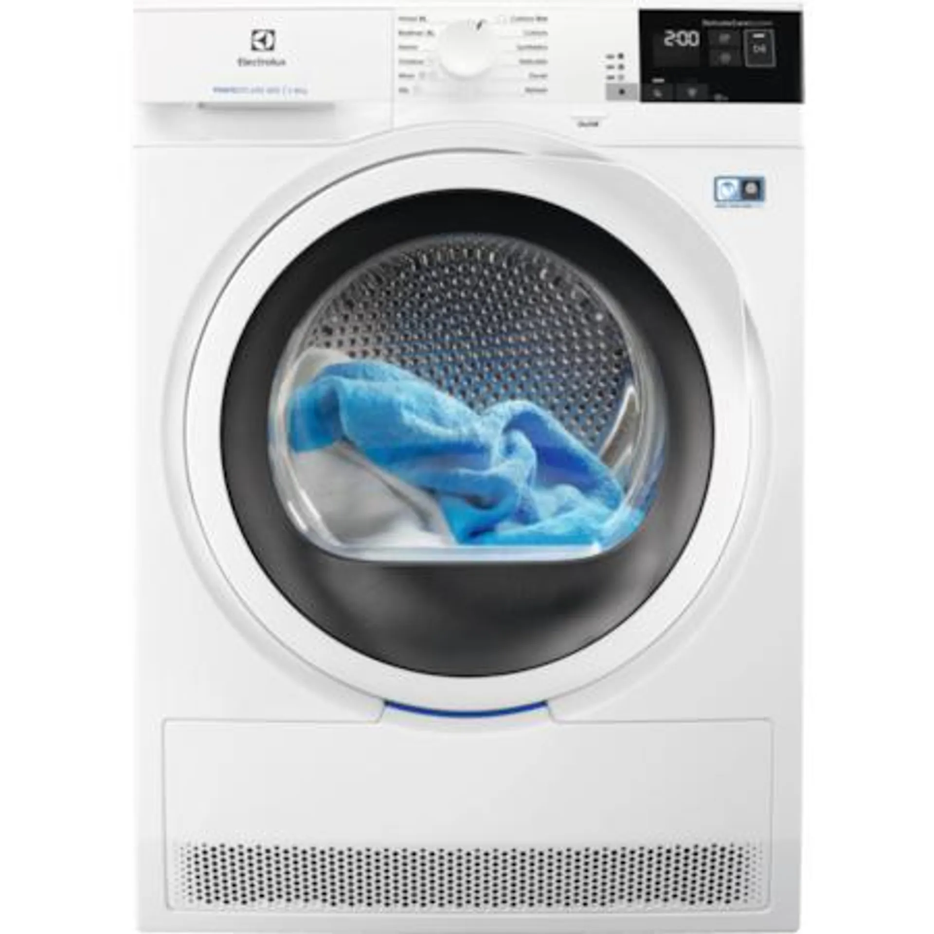 Electrolux EW8H458W hőszivattyús szárítógép, 8 kg, B energiaosztály, inverter,TC4, közepes LED kijelző, fehér ajtó, Easy Clean szűrő