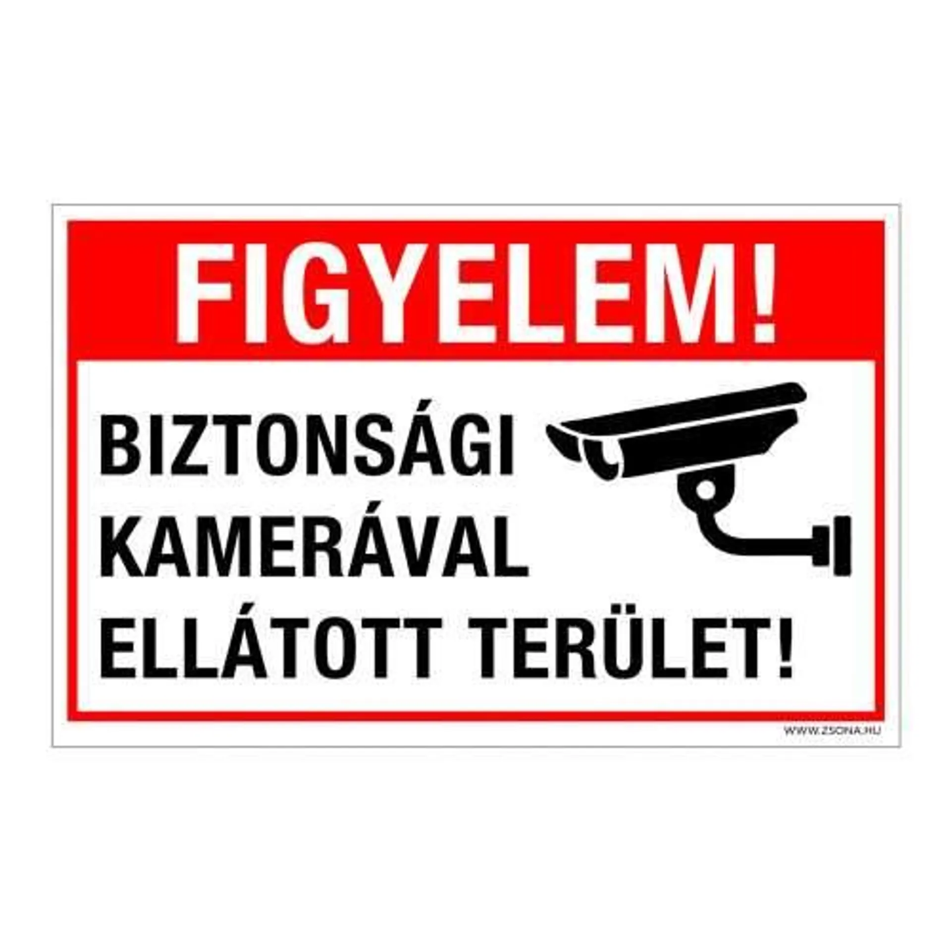 Figyelem! Biztonsági kamerával ellátott terület! Műanyag tábla 160x100 mm