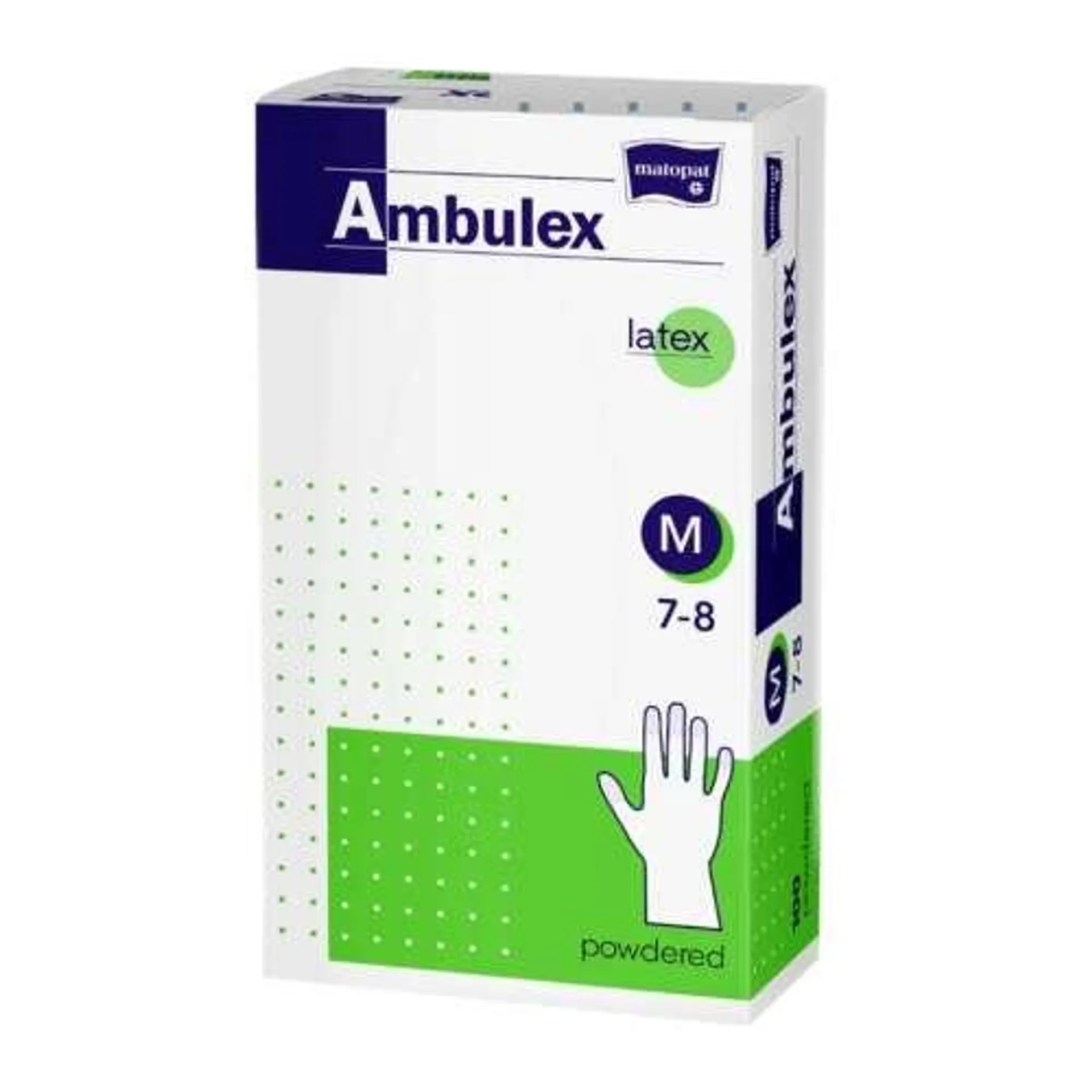 Ambulex púderes latex Gumikesztyű 100db - M méret #fehér