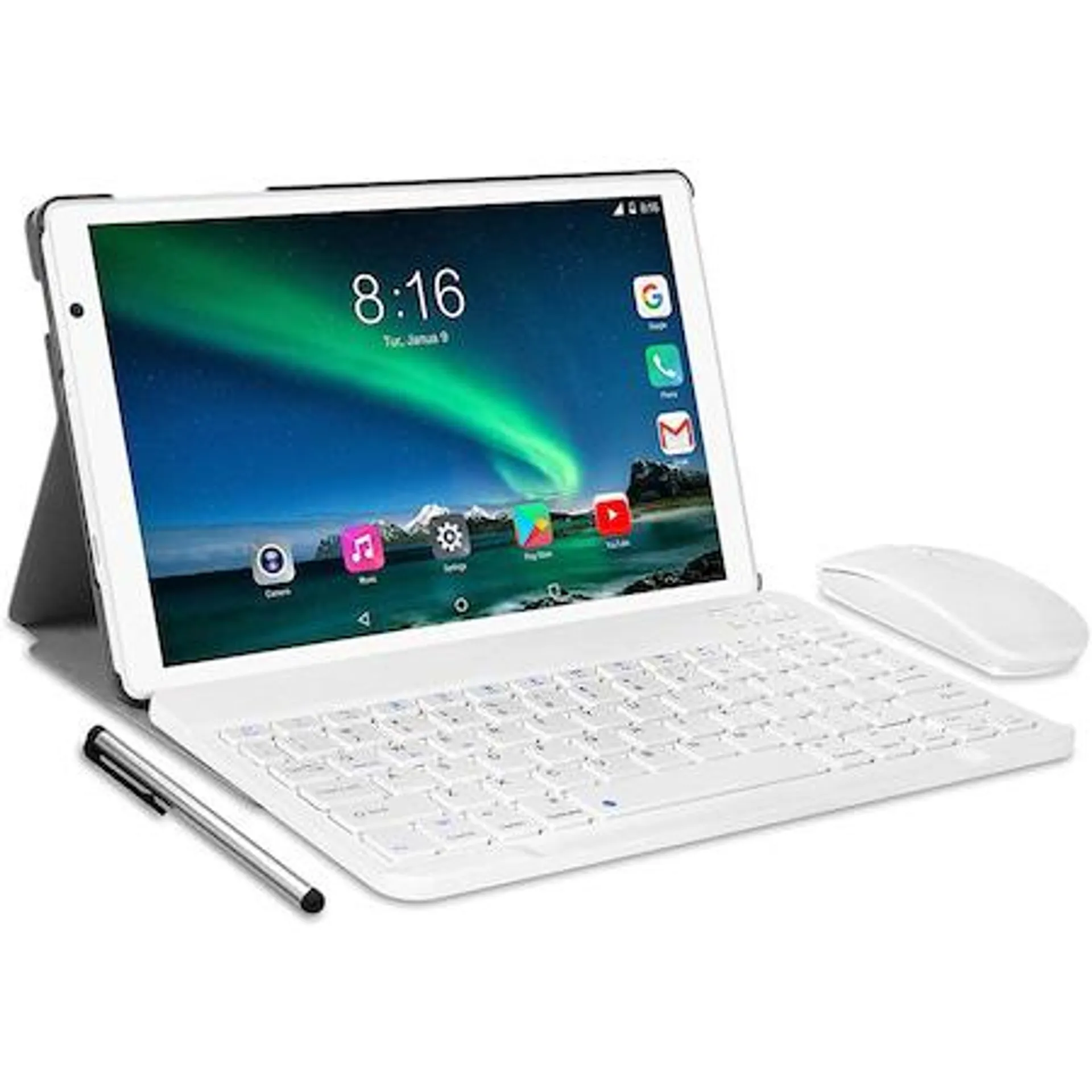 TOSCIDO P101 tablet, 10,1", 4 GB RAM, 64 GB belső tárhely, 1920x 1200, Android 10,0, nyolcmagos 1,6 GHz, WIFI, ezüst