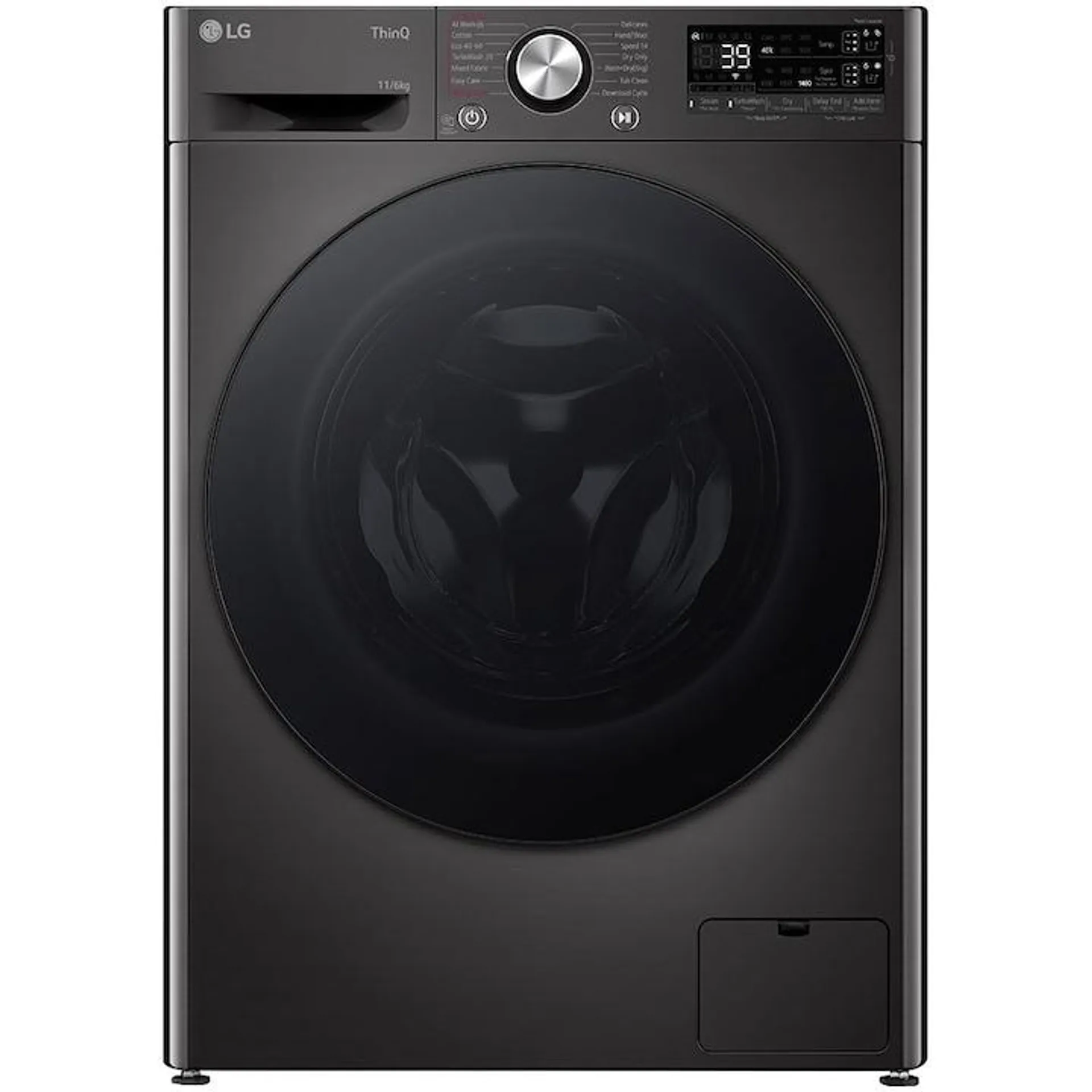 LG F4DR711S2BA, Mosógép szárítóval, Mosás 11 kg / Szárítás 6 kg, 1400 RPM, Motor Direct Drive Inverter, Spa, Turbo Wash 39, Wi-Fi, D energiaosztály, Autodose, Fekete