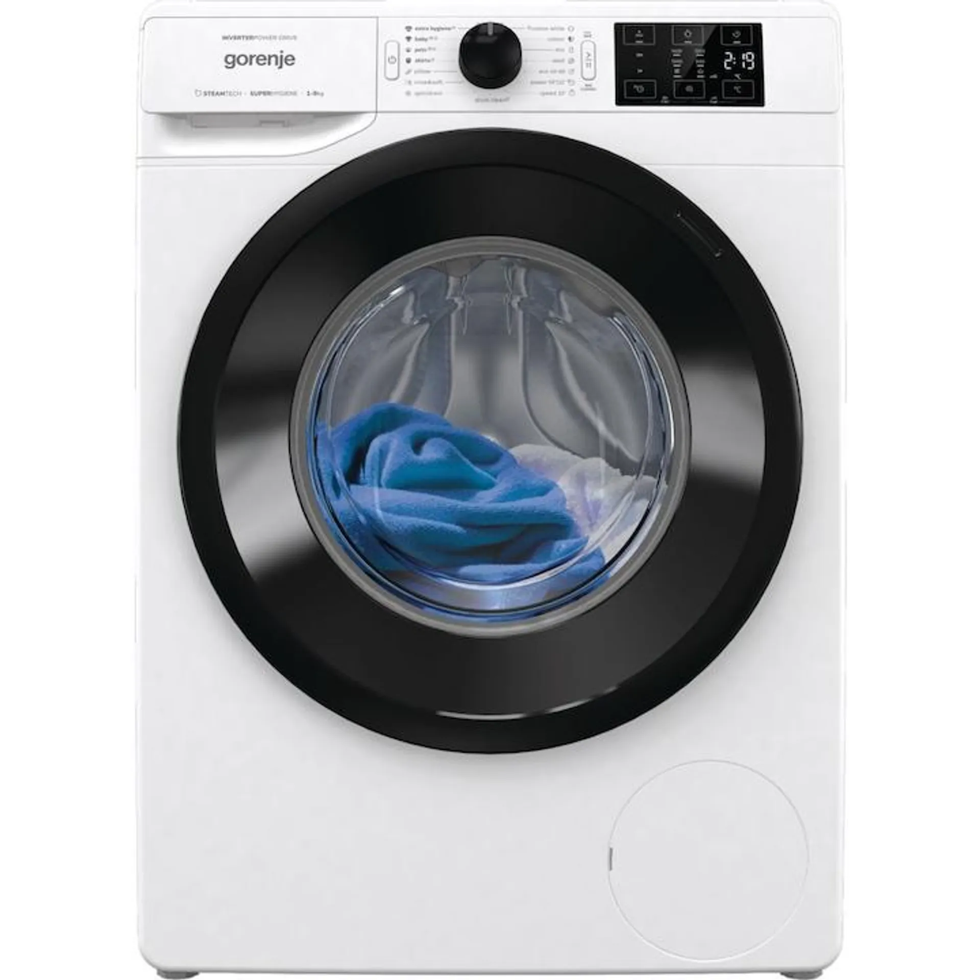 Gorenje WNEI94ADS előltöltős mosógép, 9 kg, 1400 f/p., A energiaosztály, 16 program, Fehér