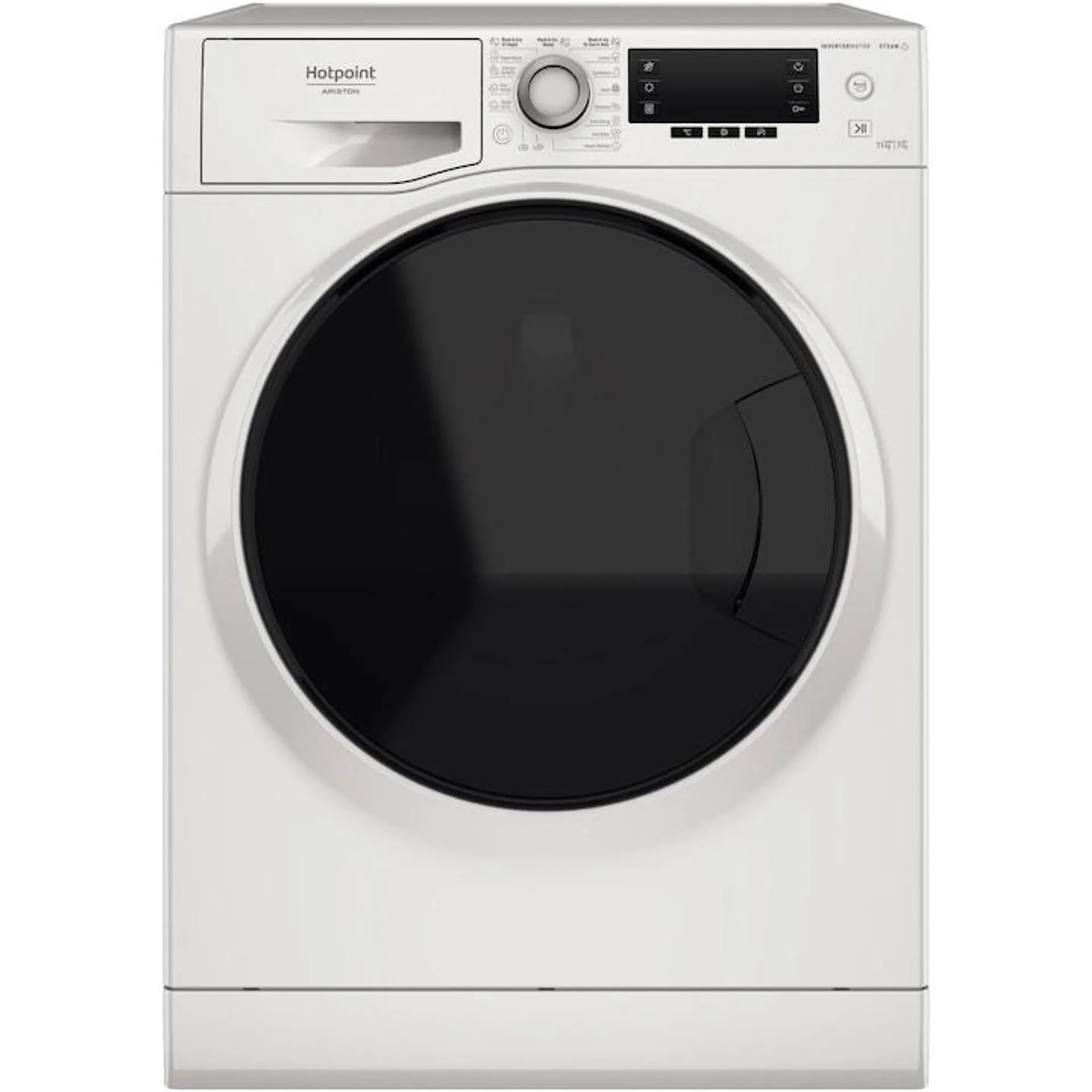 Hotpoint Natis NDD11725DAEE Mosó-szárítógép, 11 kg mosás, 7 kg szárítás, 1600 ford/perc, Inverter Motor, Display LCD, B energiaosztály, Fehér