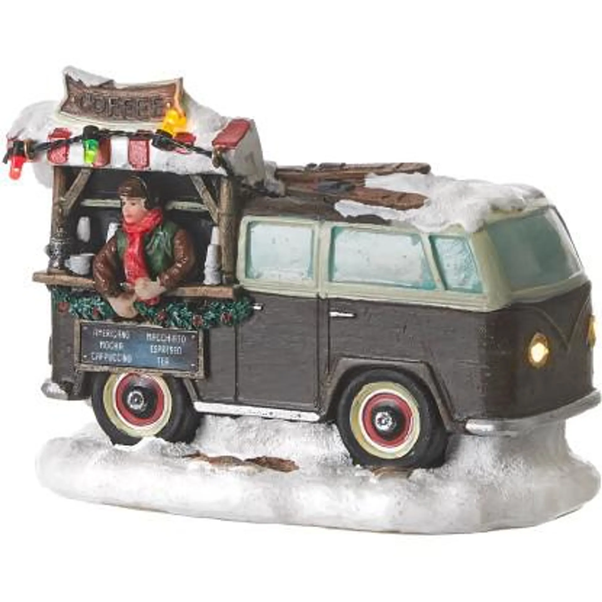 Luville Collections LED-es VW foodtruck 14 cm x 8 cm x 10 cm barna