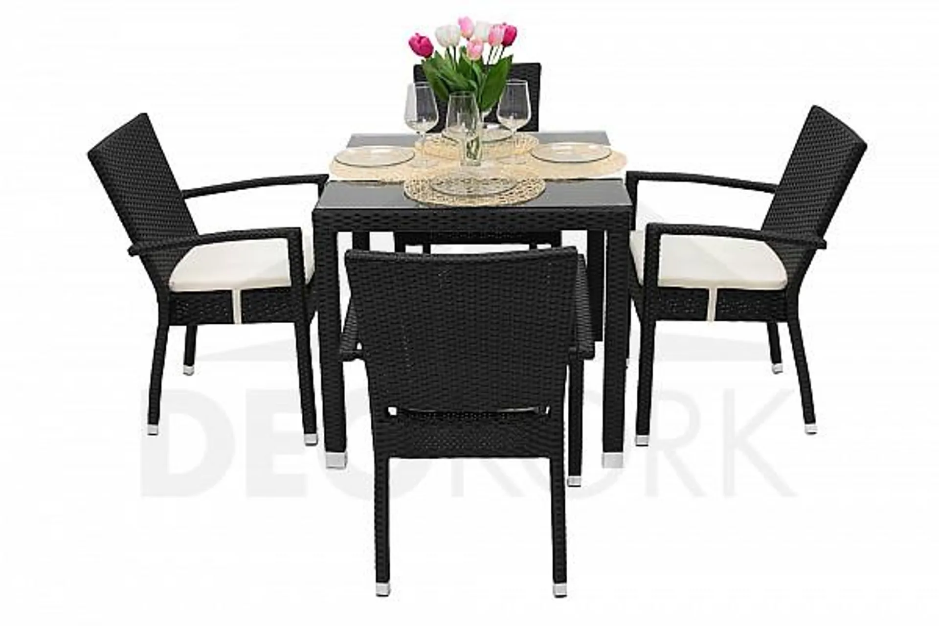 Garden rattan szerelvény NAPOLI I 1 + 4 (fekete)