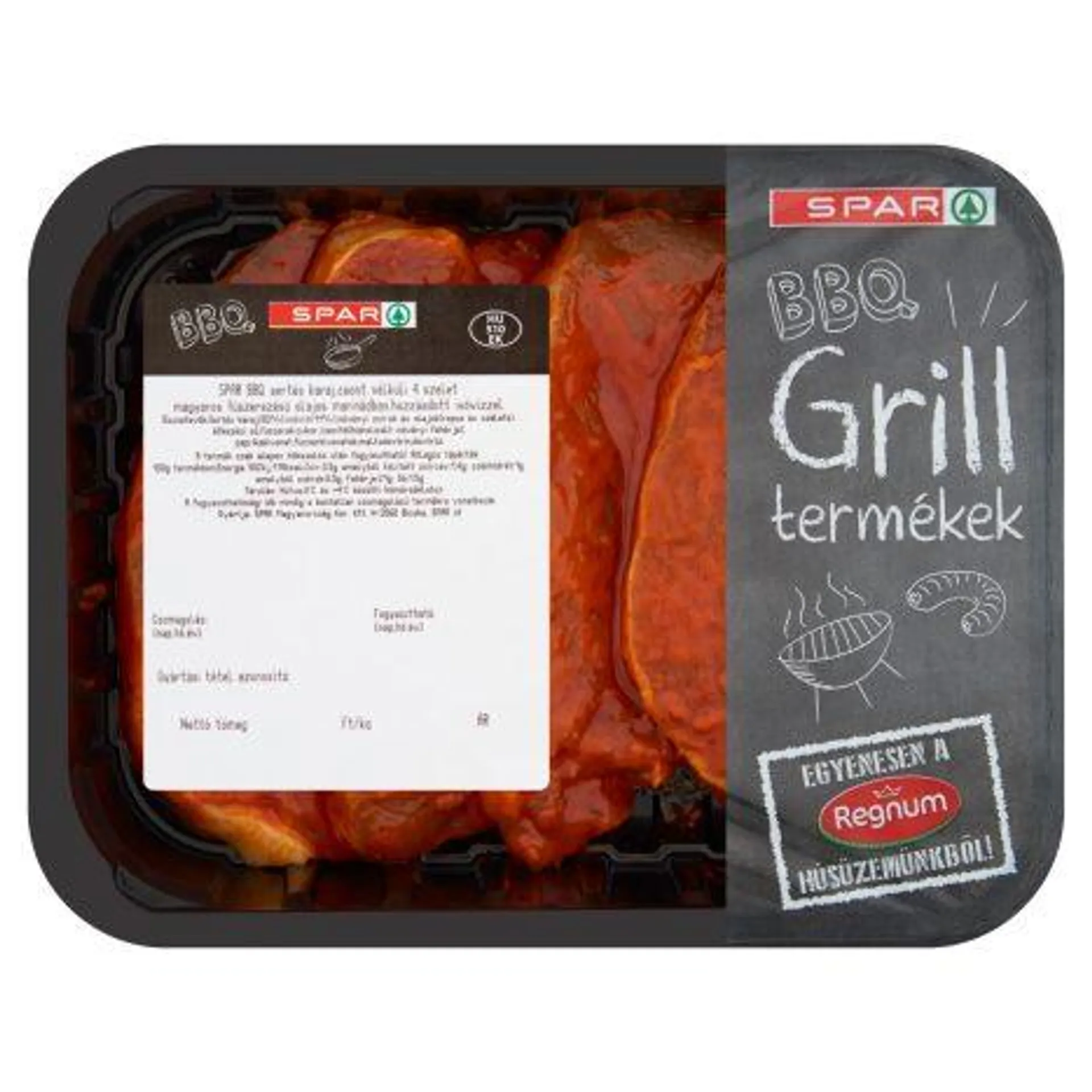 SPAR BBQ sertés karaj, csont nélkül, magyaros fűszerezésű olajos marinádban 4 db