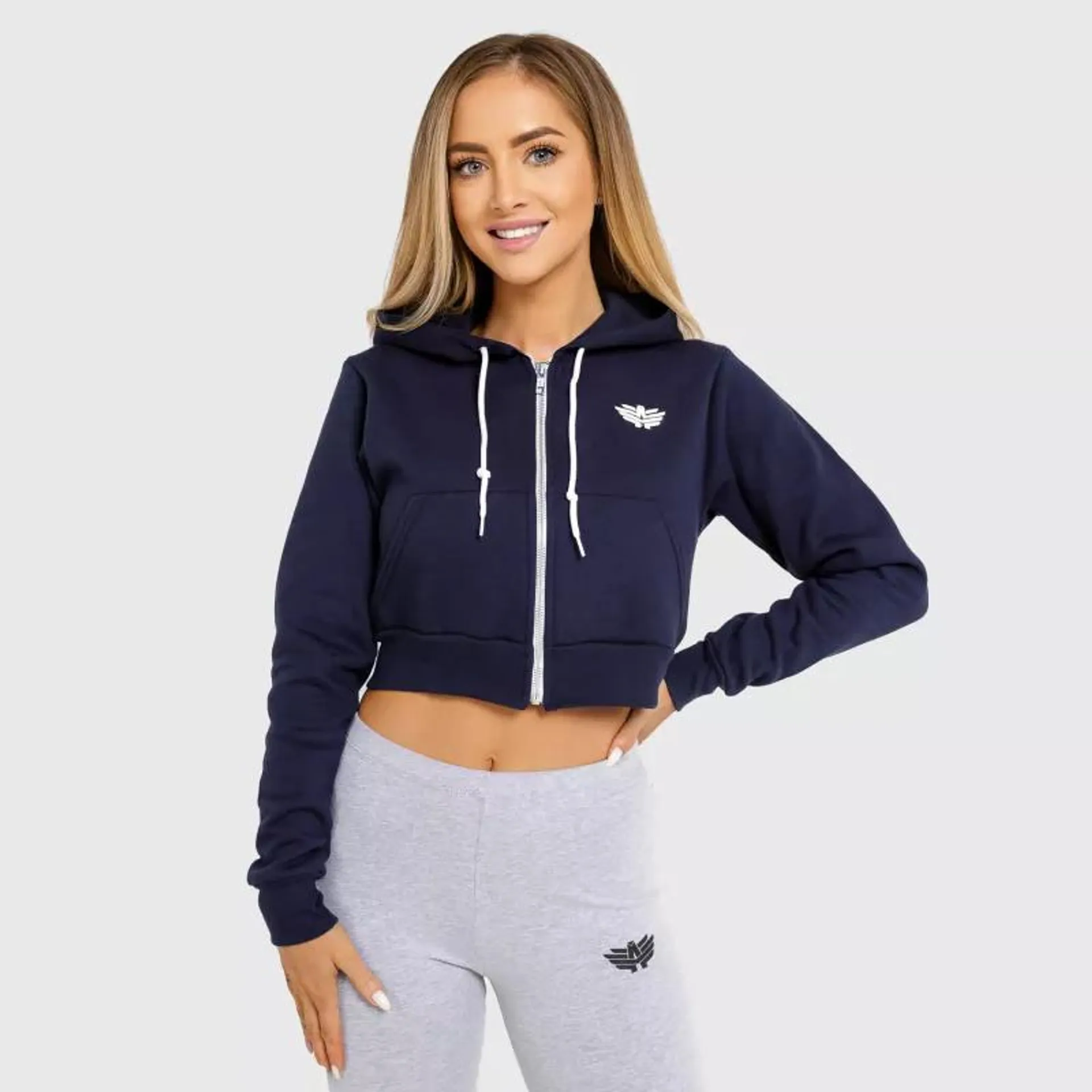 Női Crop Top pulcsi Iron Aesthetics Basic, navy