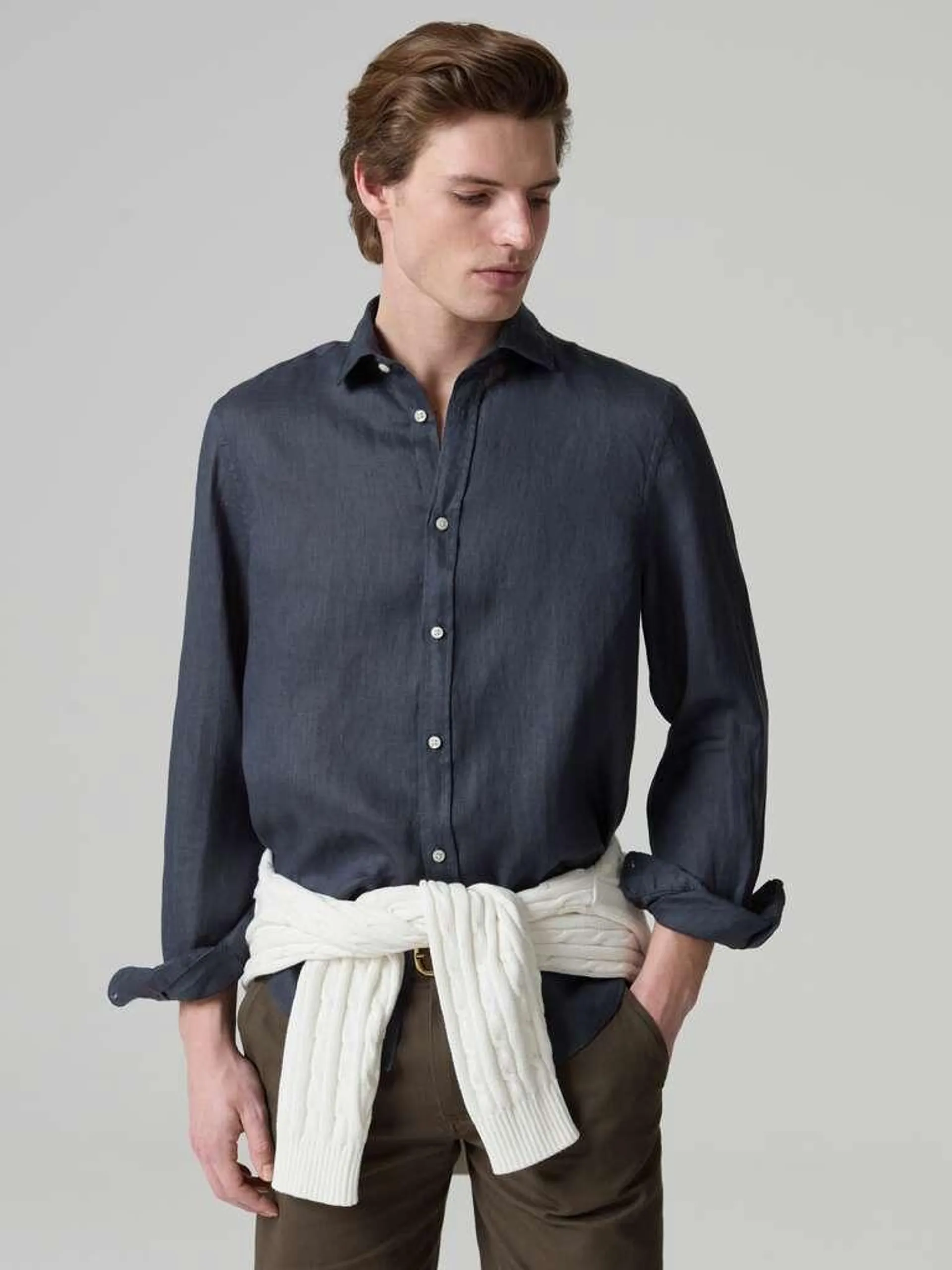 Granite Grey Solid colour linen shirt